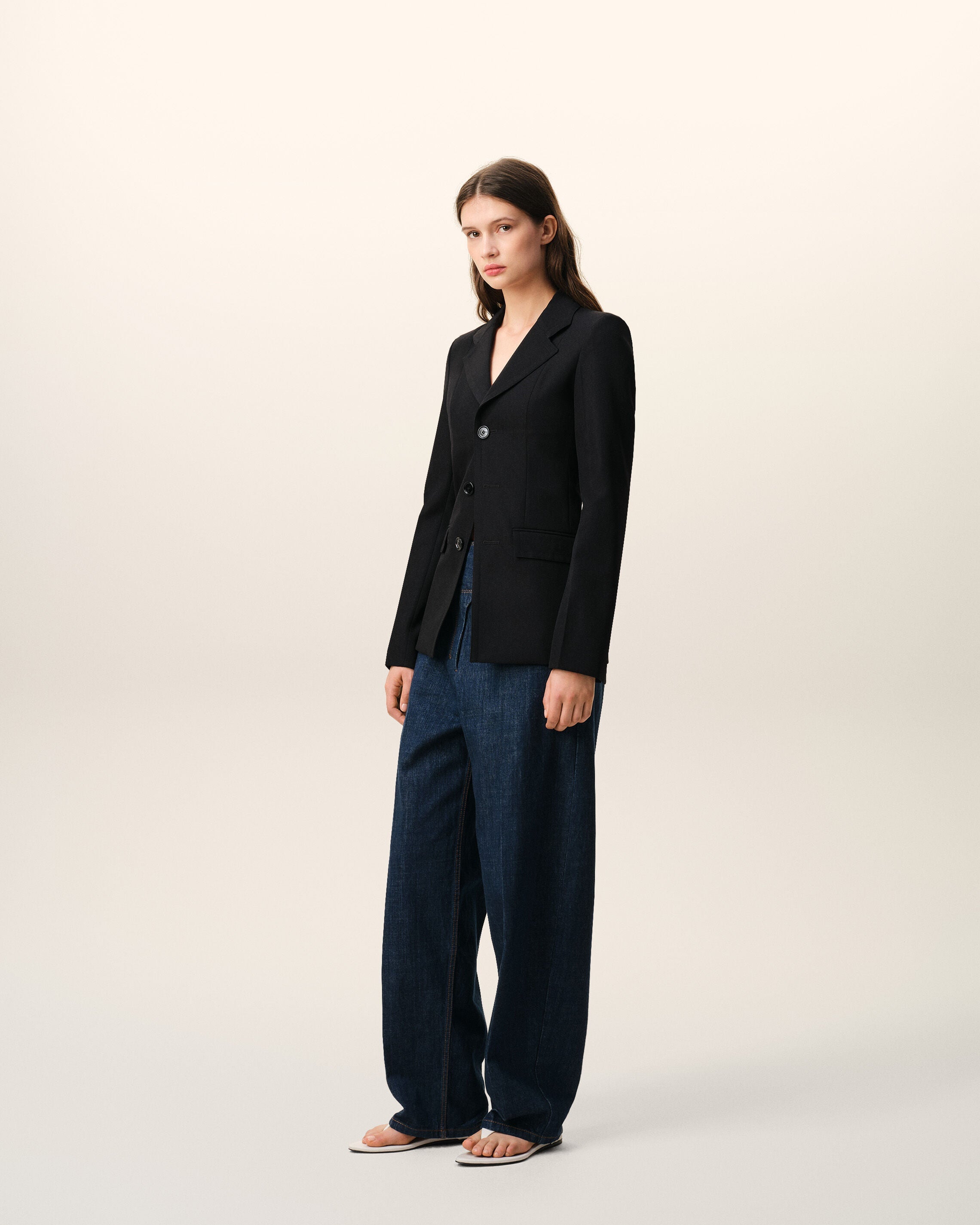 AmiParis Black New Wool Single Breasted Fitted Jacket Women's