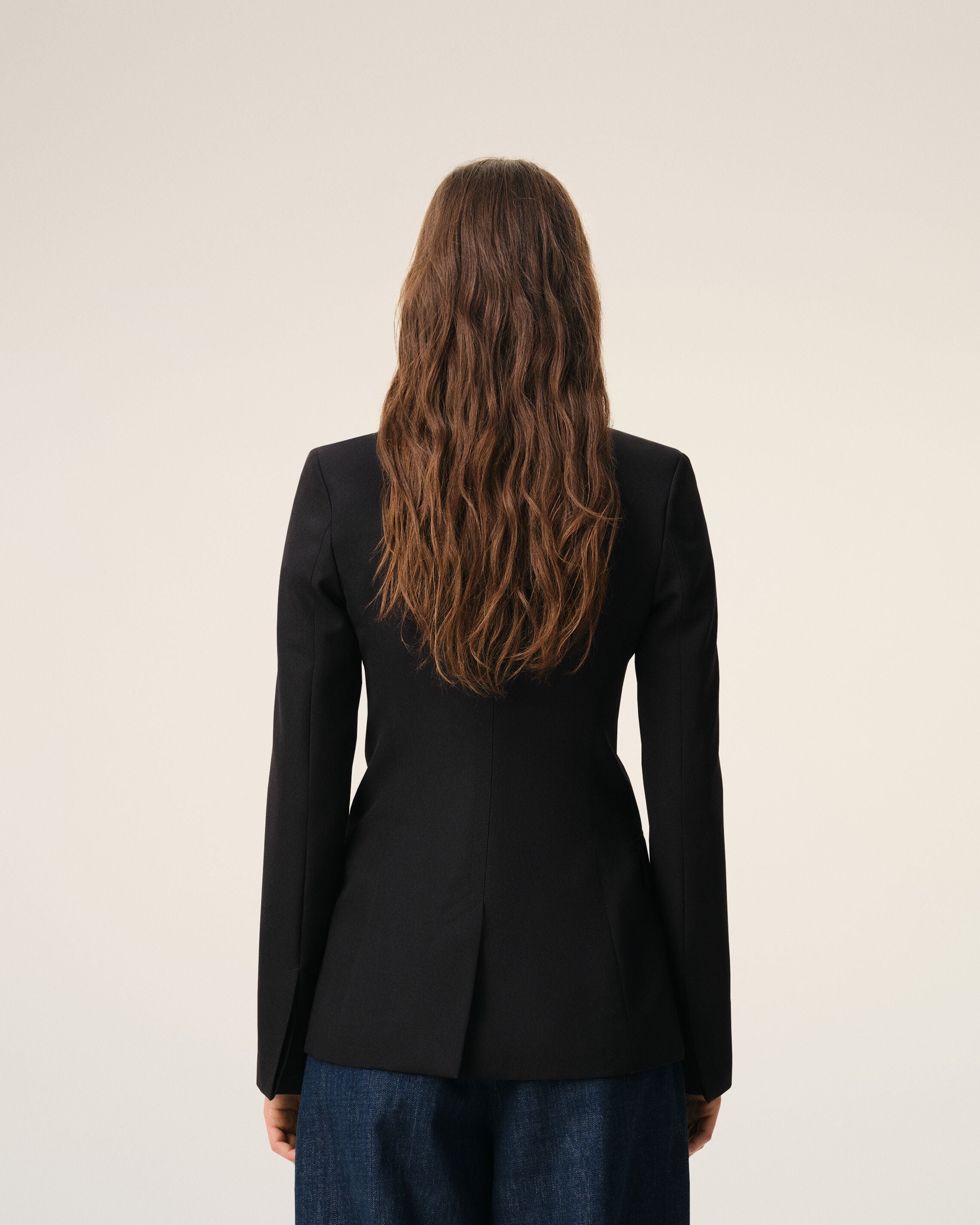 AmiParis Black New Wool Single Breasted Fitted Jacket Women's