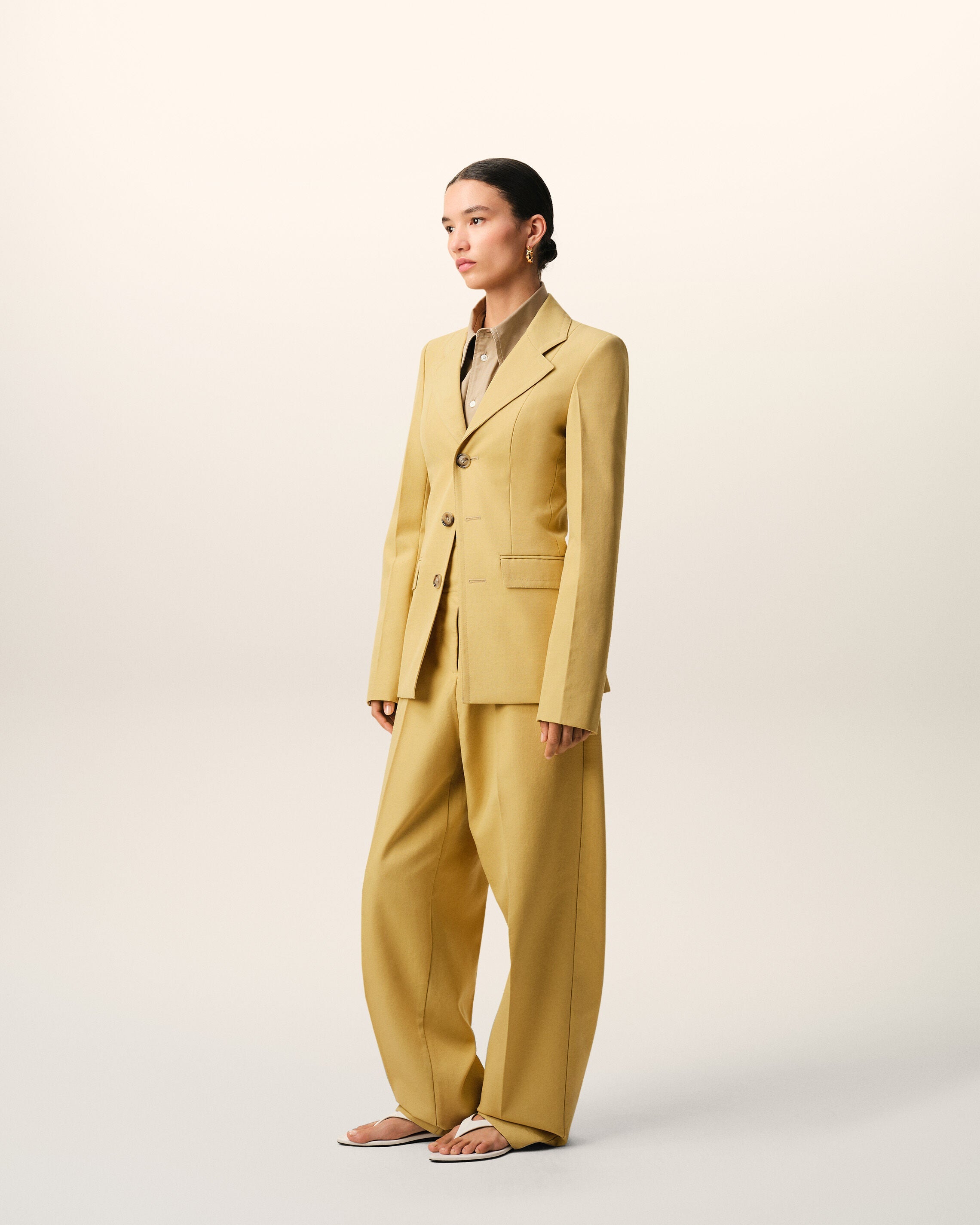 AmiParis Yellow New Wool Single Breasted Fitted Jacket Women's