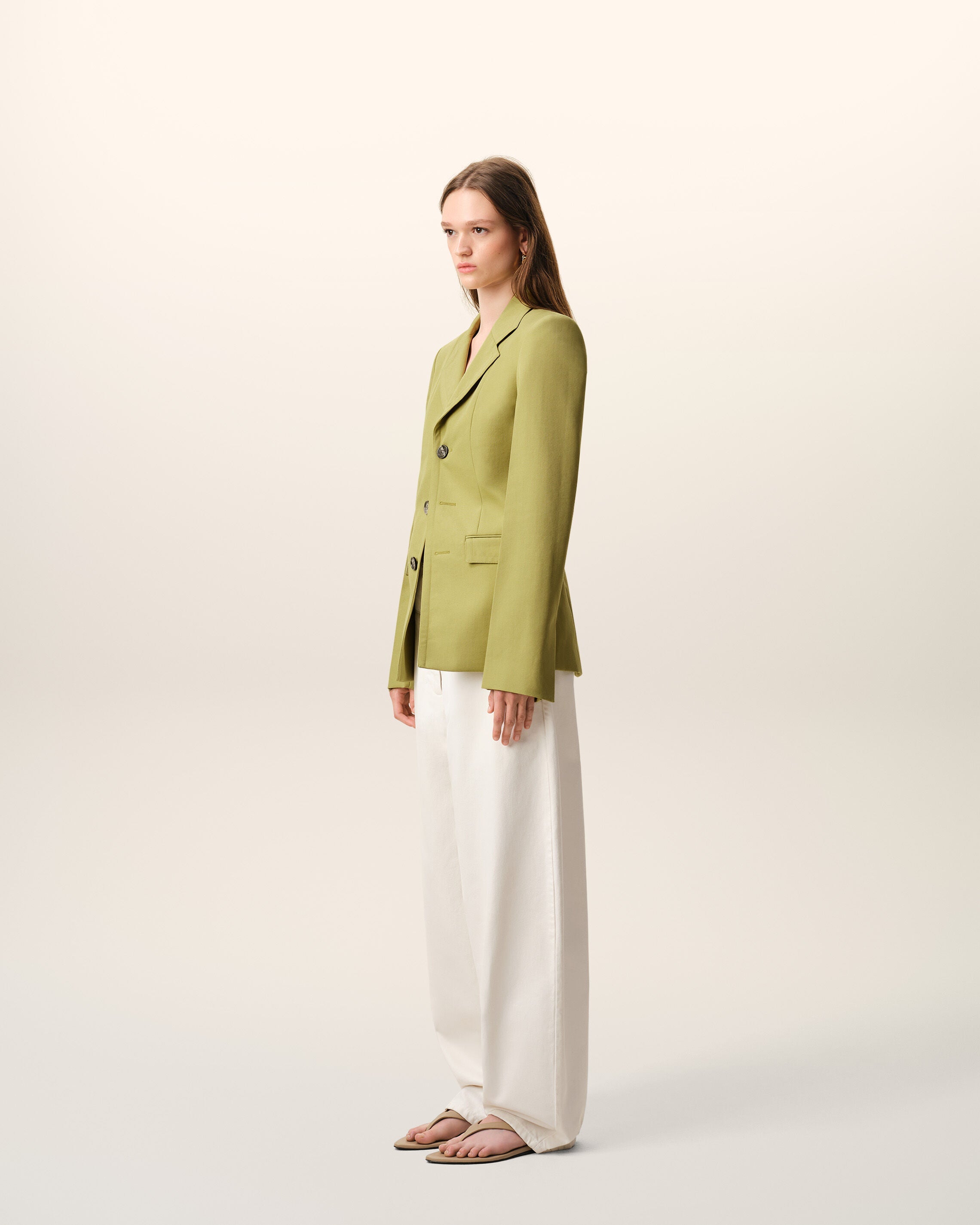 AmiParis Green New Wool Single Breasted Fitted Jacket Women's