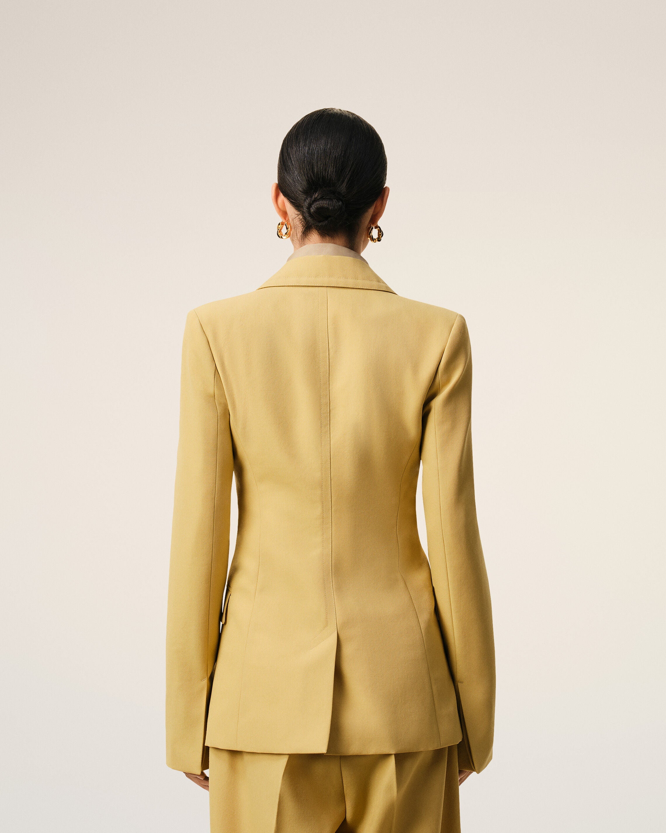 AmiParis Yellow New Wool Single Breasted Fitted Jacket Women's