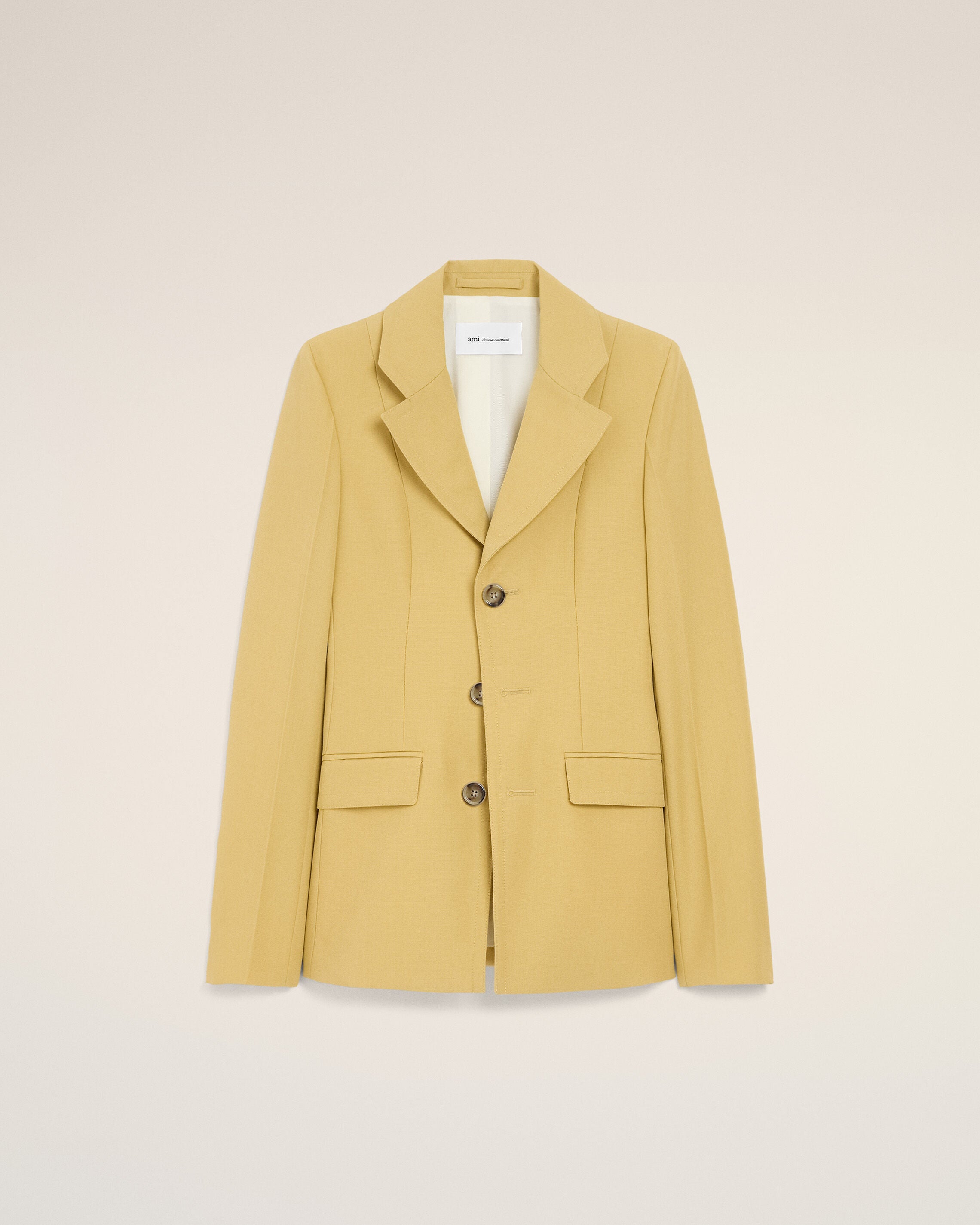 AmiParis Yellow New Wool Single Breasted Fitted Jacket Women's