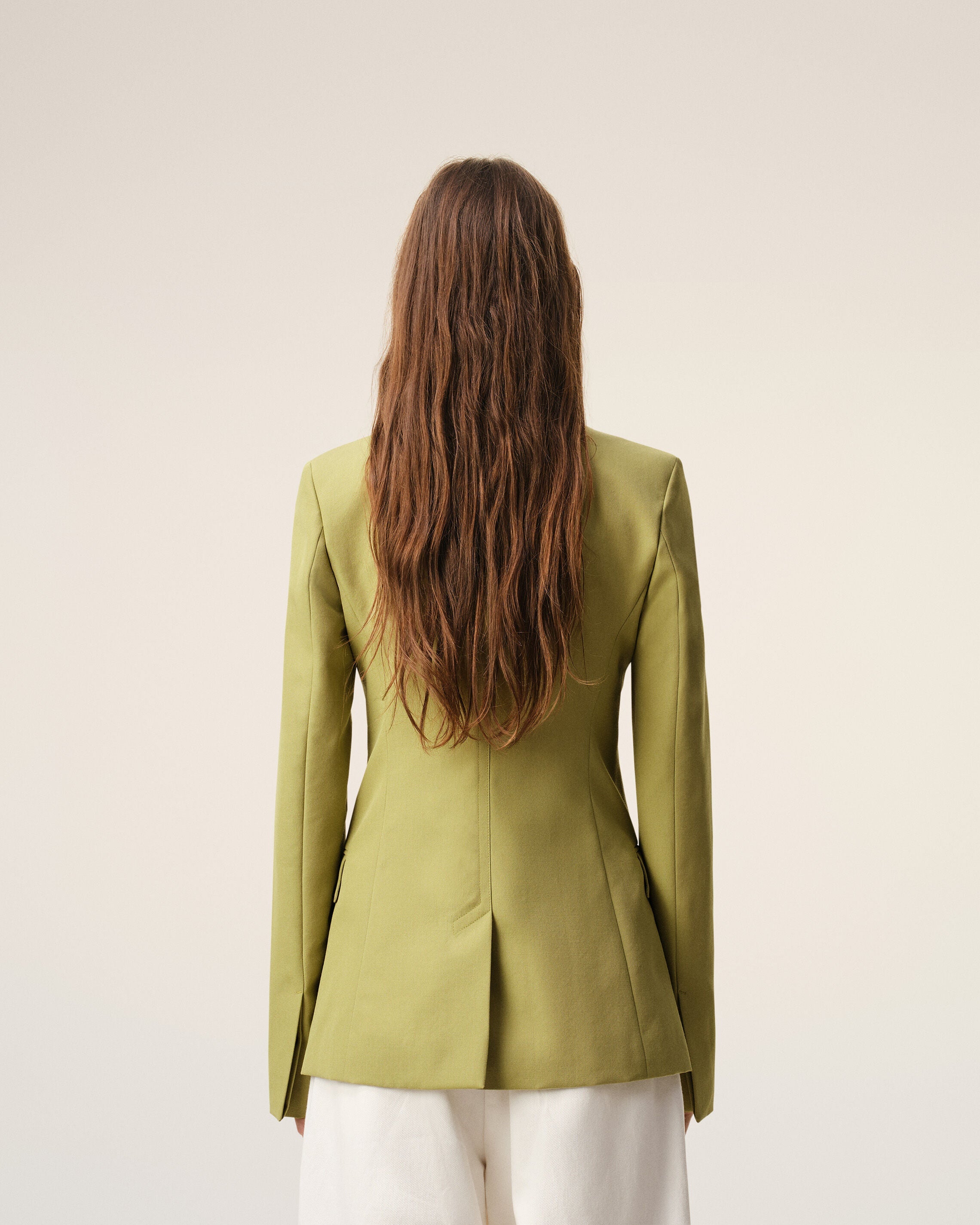 AmiParis Green New Wool Single Breasted Fitted Jacket Women's