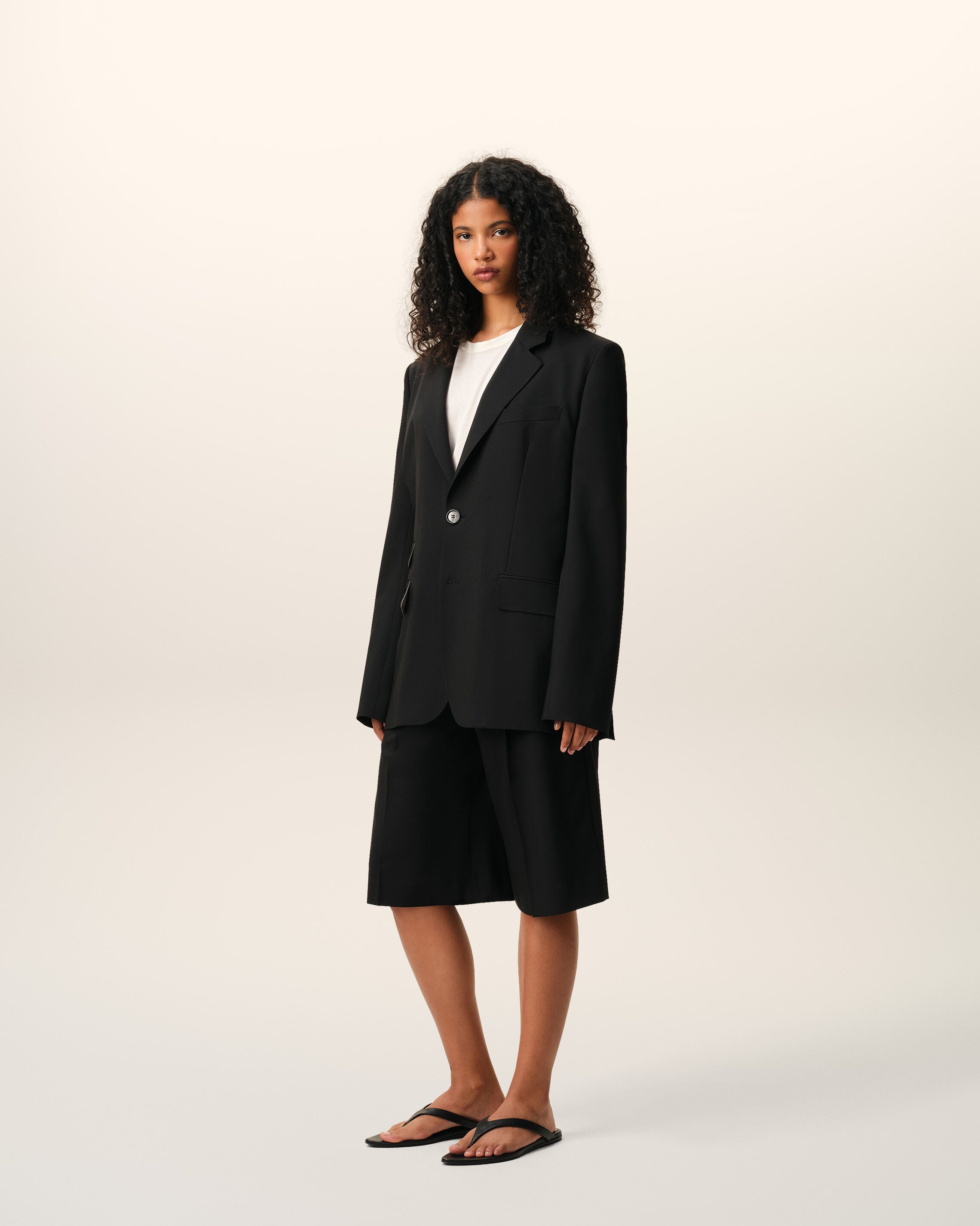 AmiParis Black New Wool Single Breasted Boxy Jacket Women's