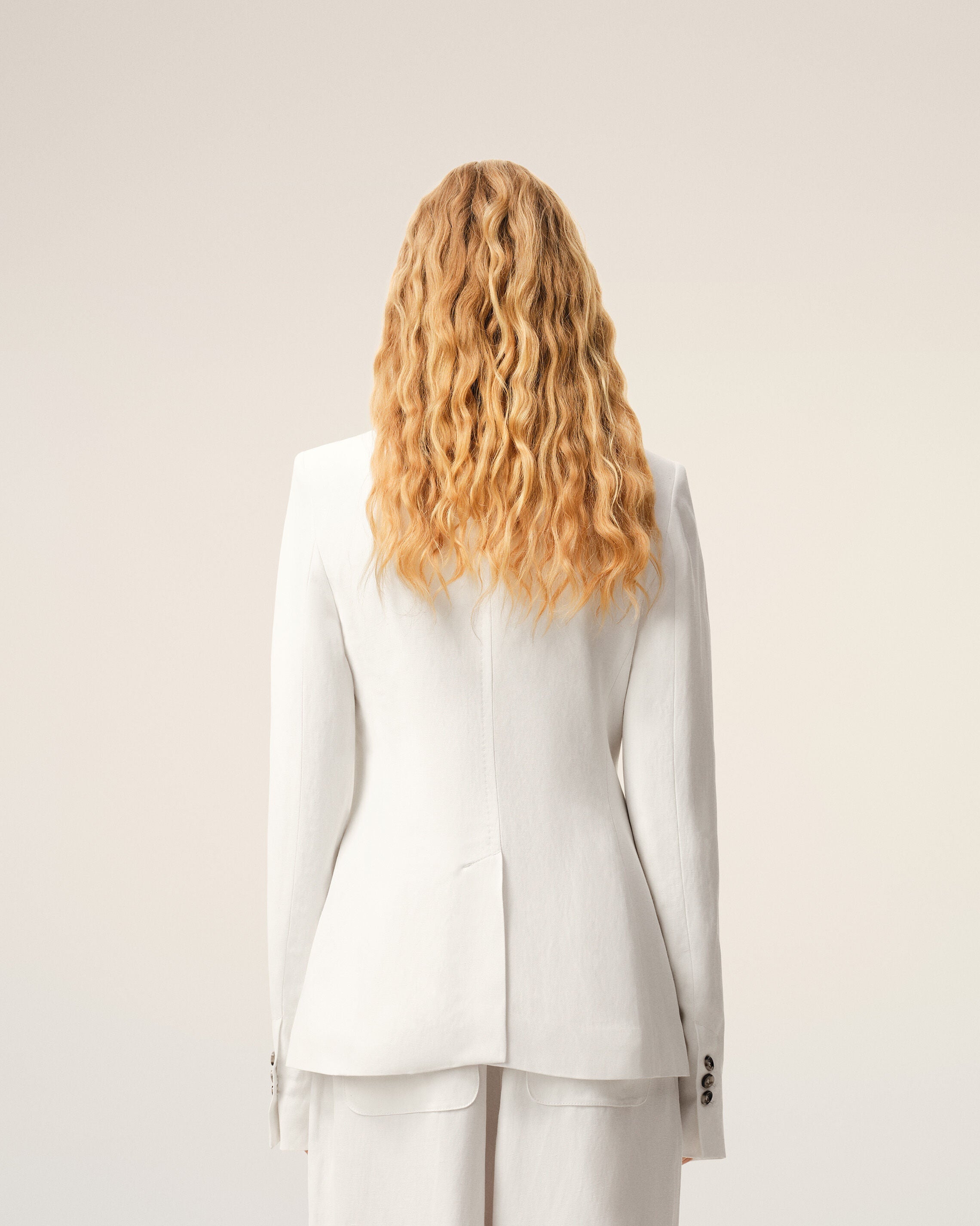 AmiParis White Linen Double Breasted Bar Jacket Women's