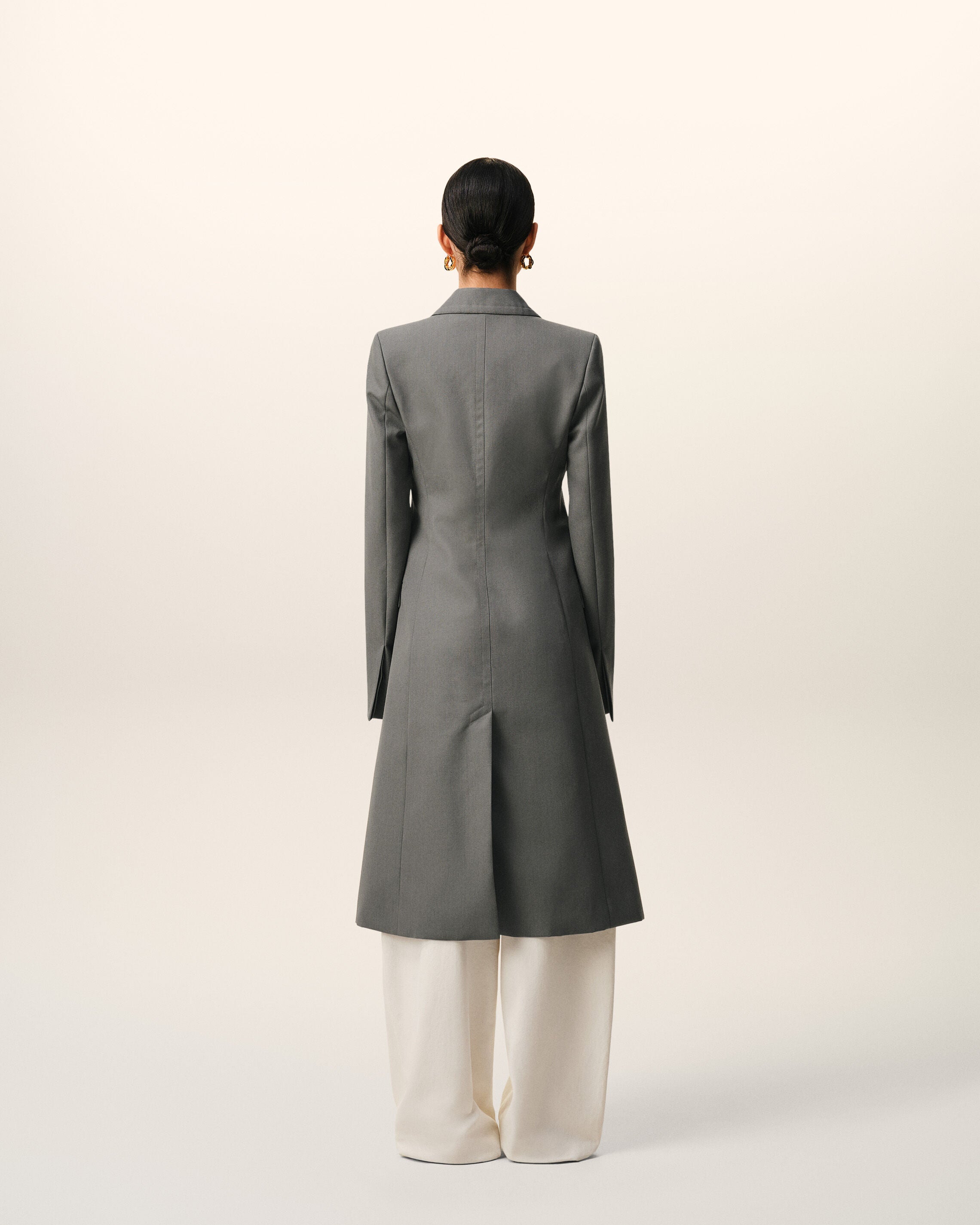 AmiParis Grey New Wool Simple Breasted Fitted Coat Women's