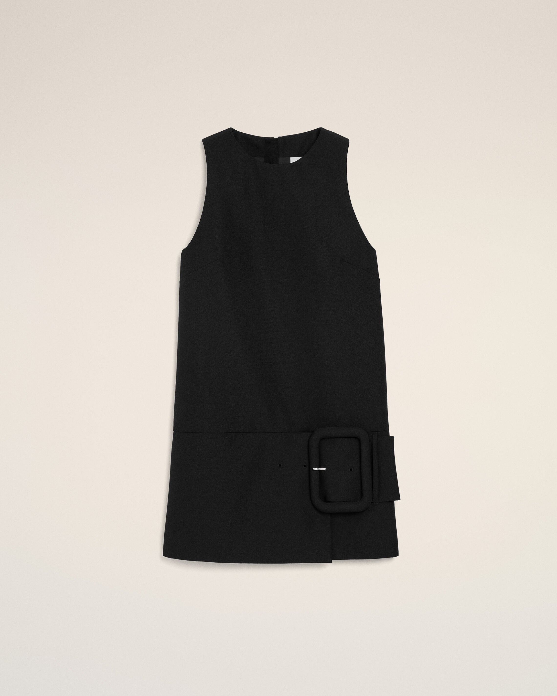 AmiParis Black New Wool Belted Mini Dress Women's