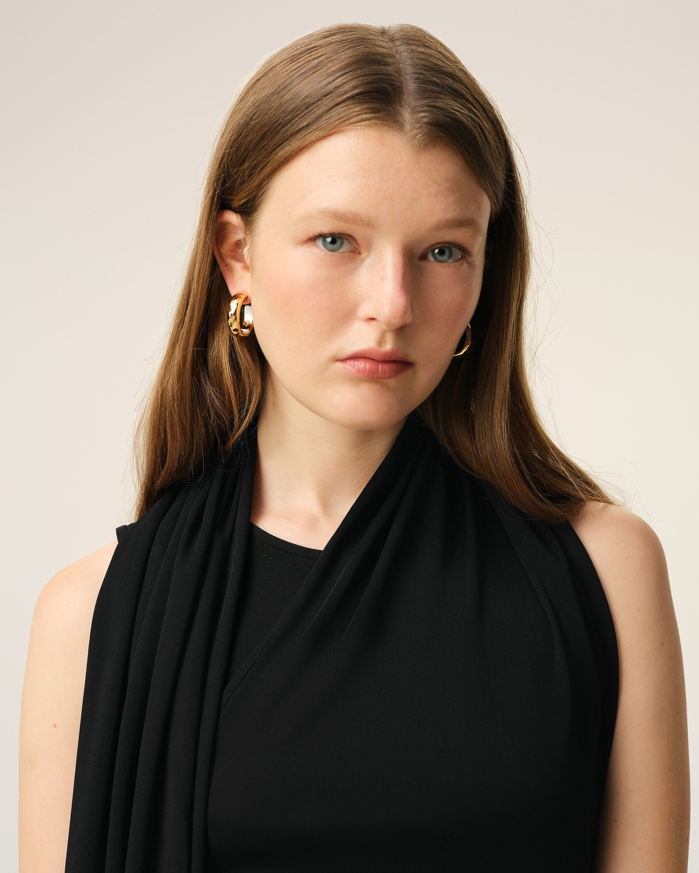 AmiParis Black Jersey Maxi Lavalliere Dress Women's