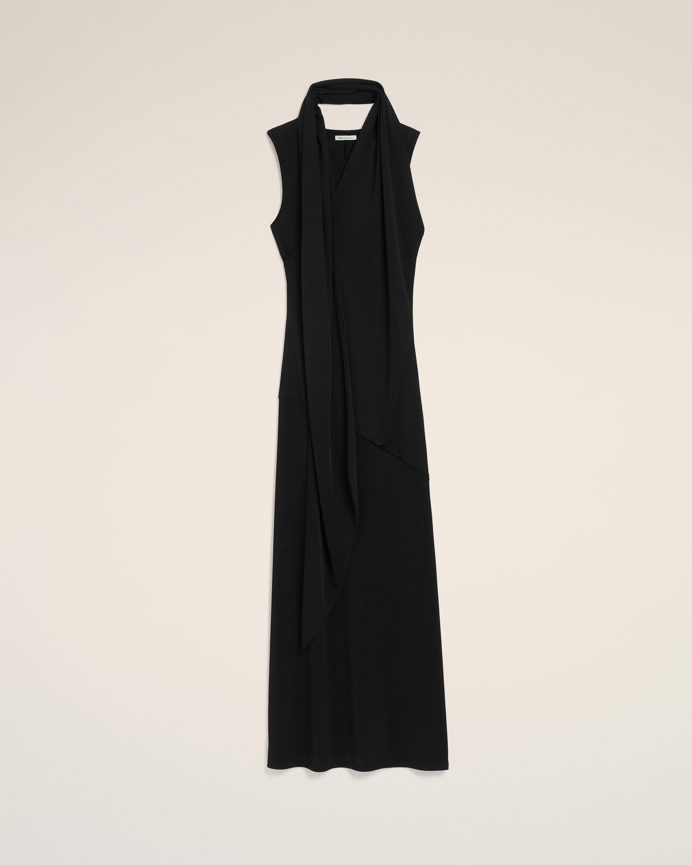 AmiParis Black Jersey Maxi Lavalliere Dress Women's