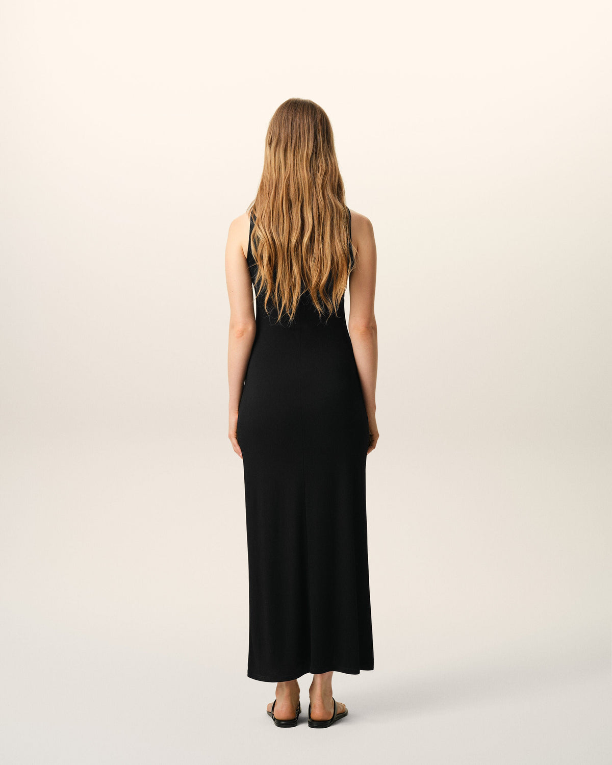 AmiParis Black Jersey Maxi Lavalliere Dress Women's