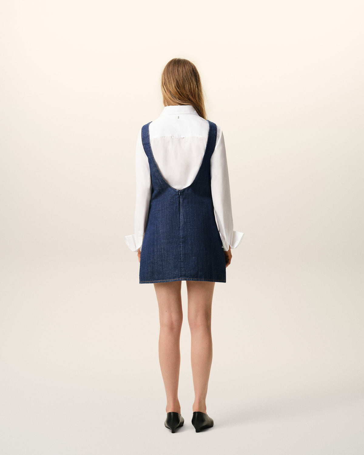 AmiParis Blue Cotton Short Strapped Dress Women's