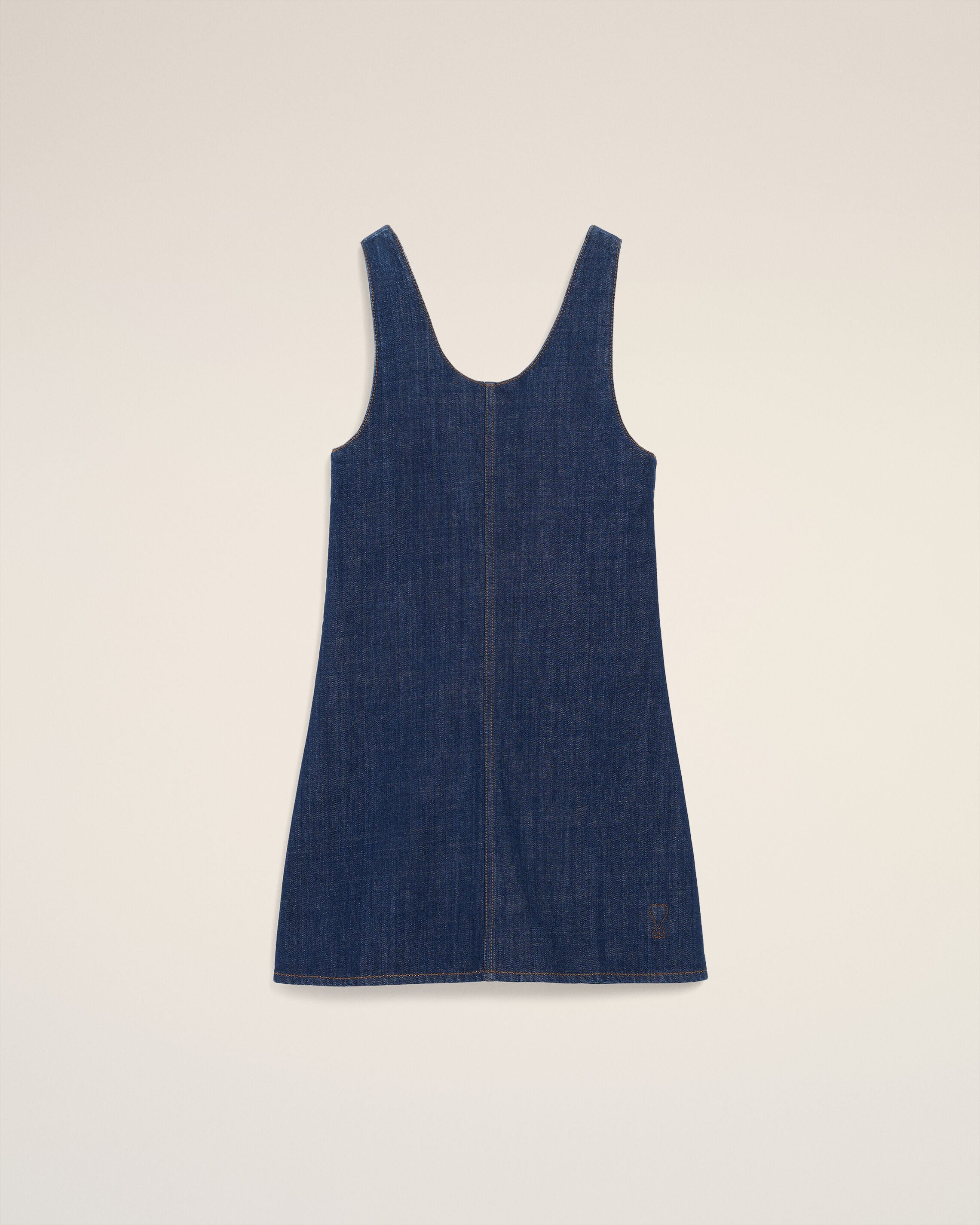AmiParis Blue Cotton Short Strapped Dress Women's