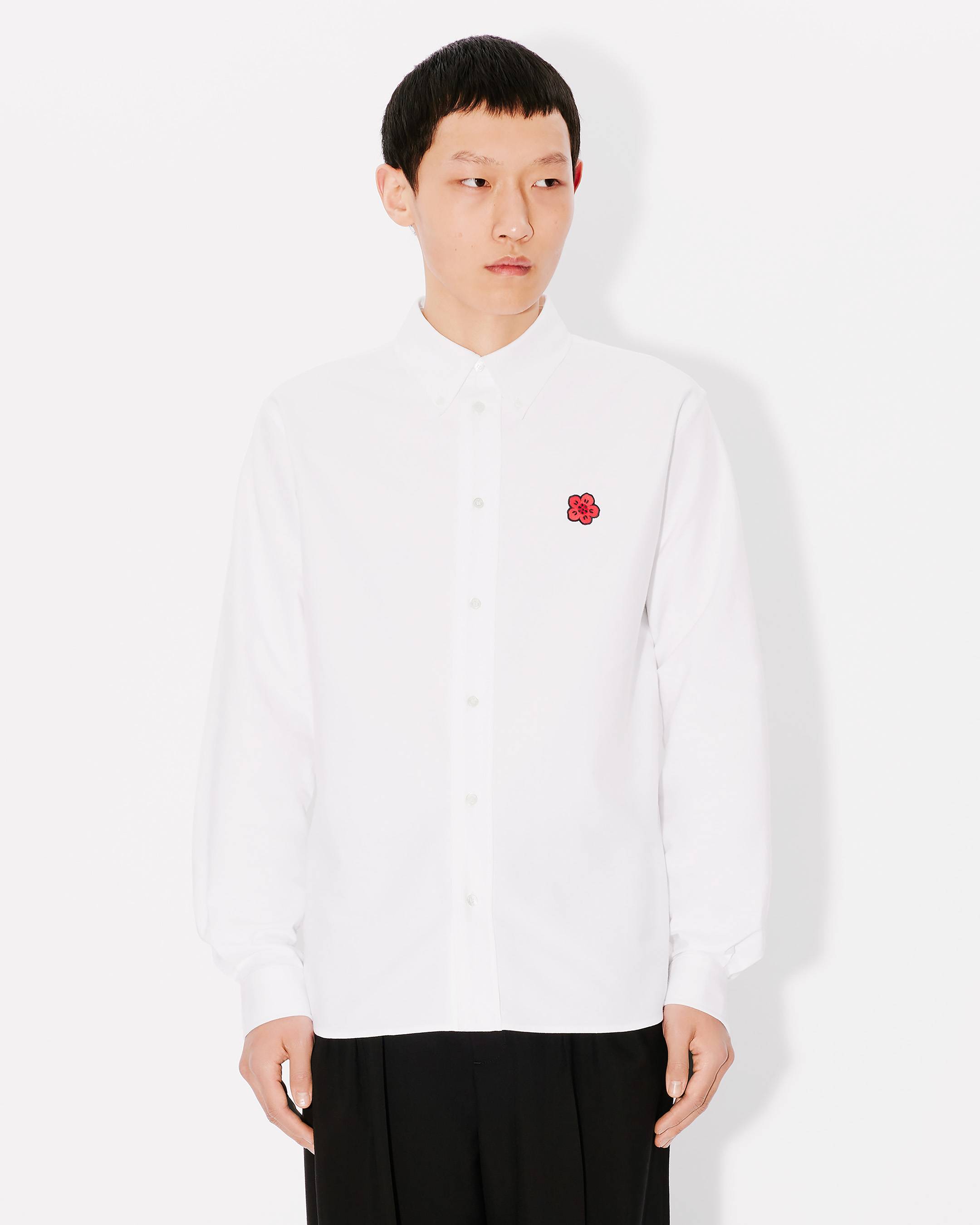 Kenzo Boke Flower Embroidered Shirt In Oxford Cotton