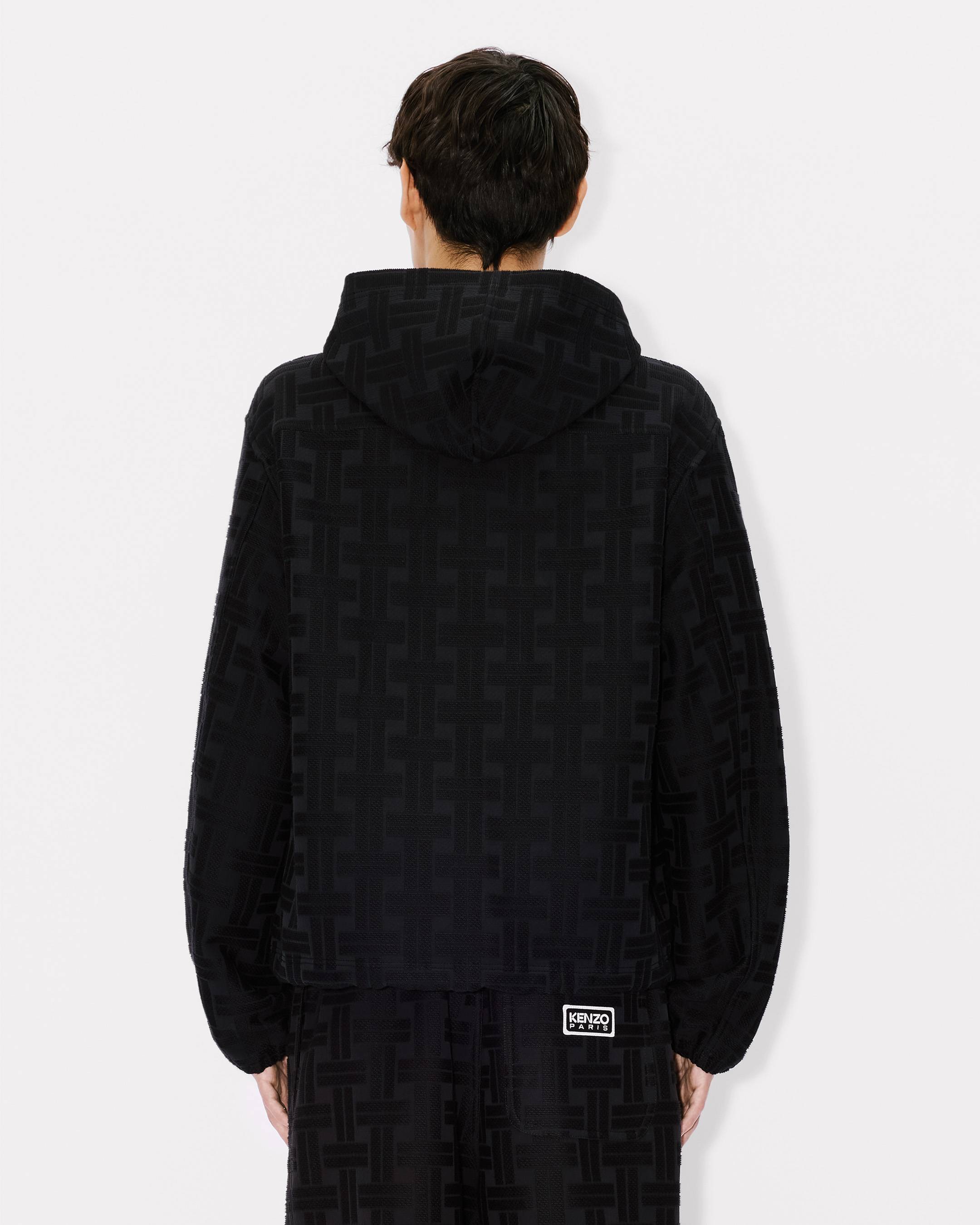 Kenzo Weave Hooded Overshirt In Cotton Jacquard