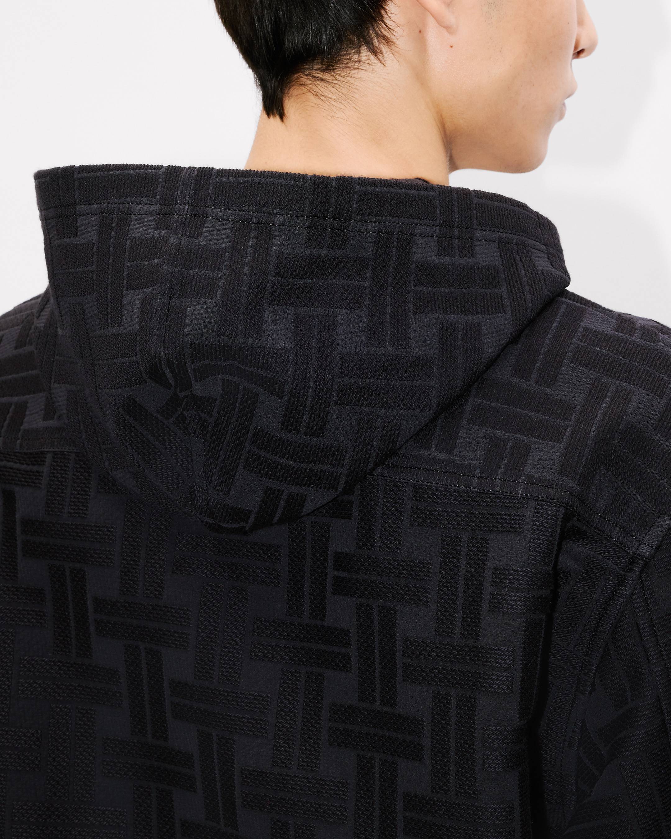 Kenzo Weave Hooded Overshirt In Cotton Jacquard