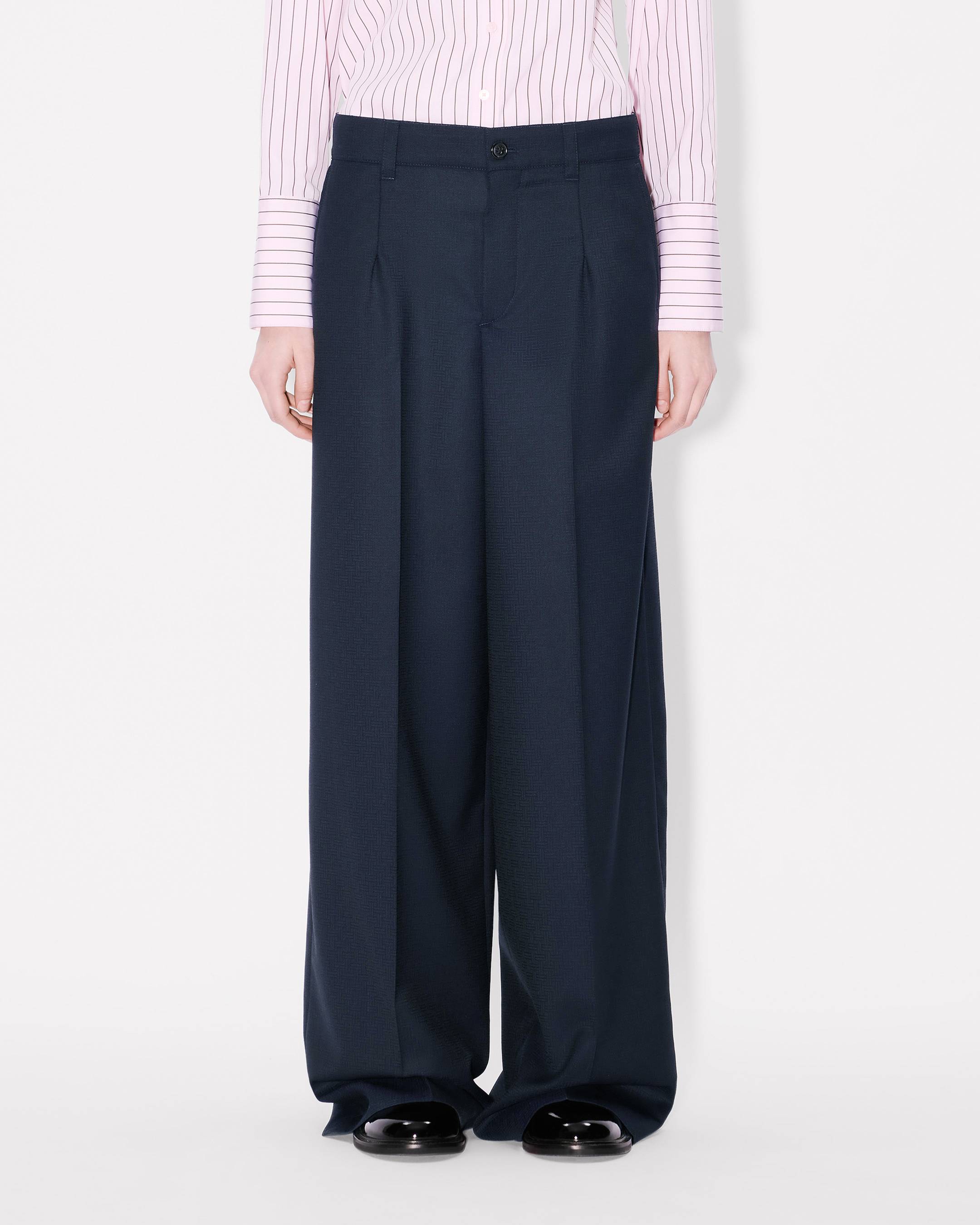 Kenzo Weave Wide Leg Pants In Wool Jacquard Women's