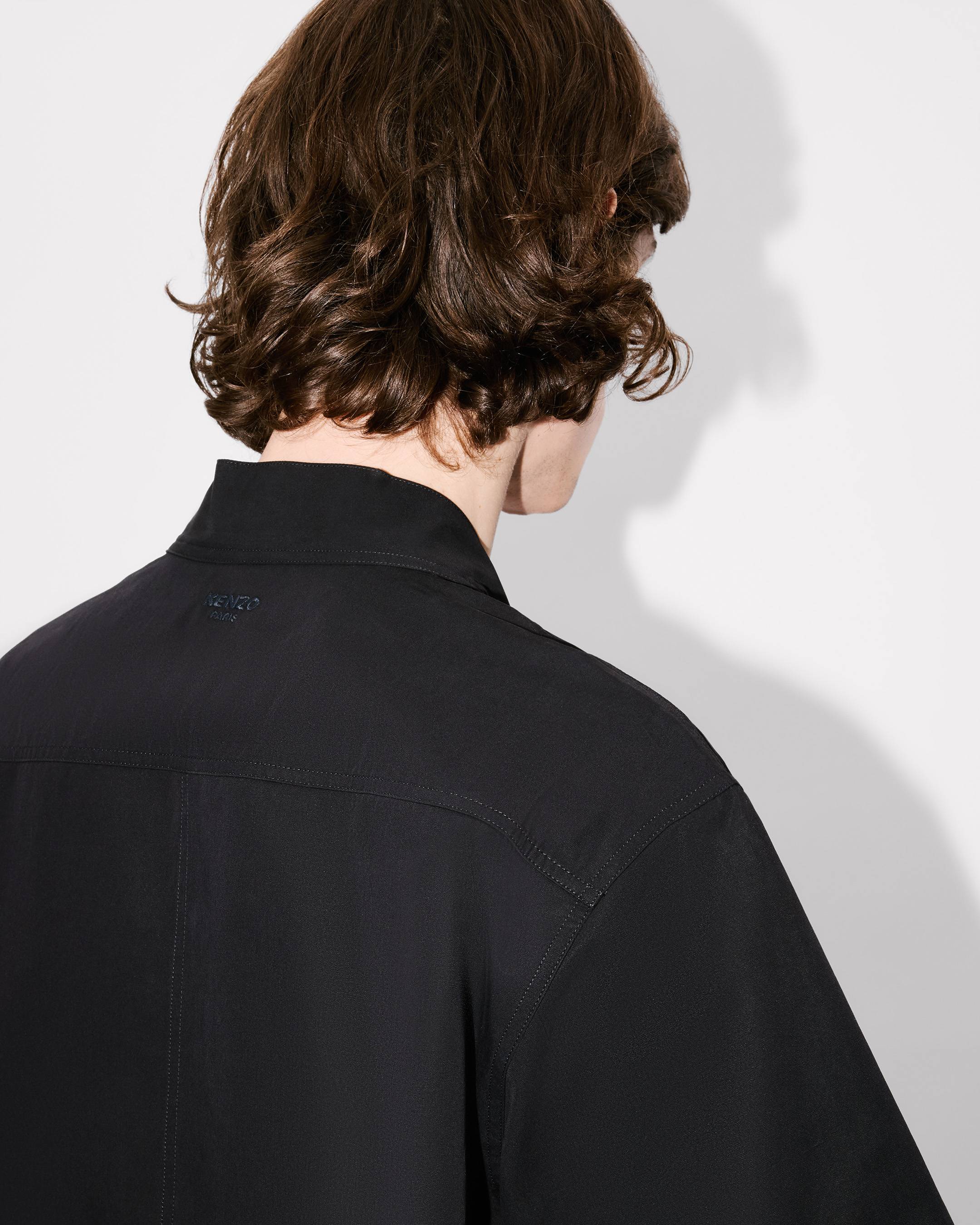 Kenzo Kimono Short Sleeve Shirt In Cotton Poplin