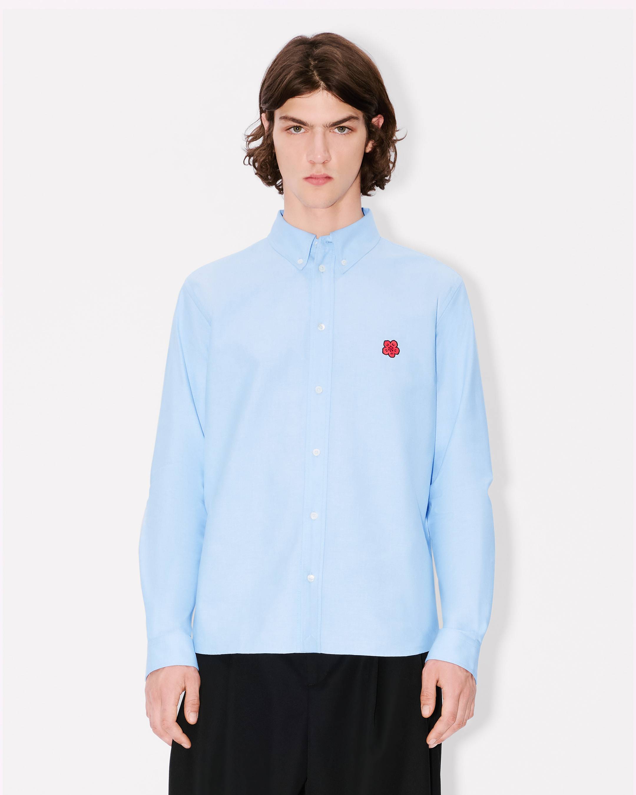 Kenzo Boke Flower Embroidered Casual Shirt In Cotton Oxford