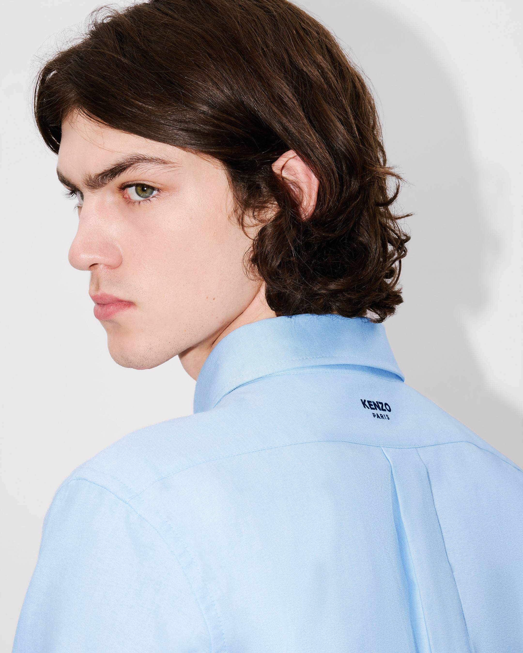 Kenzo Boke Flower Embroidered Casual Shirt In Cotton Oxford