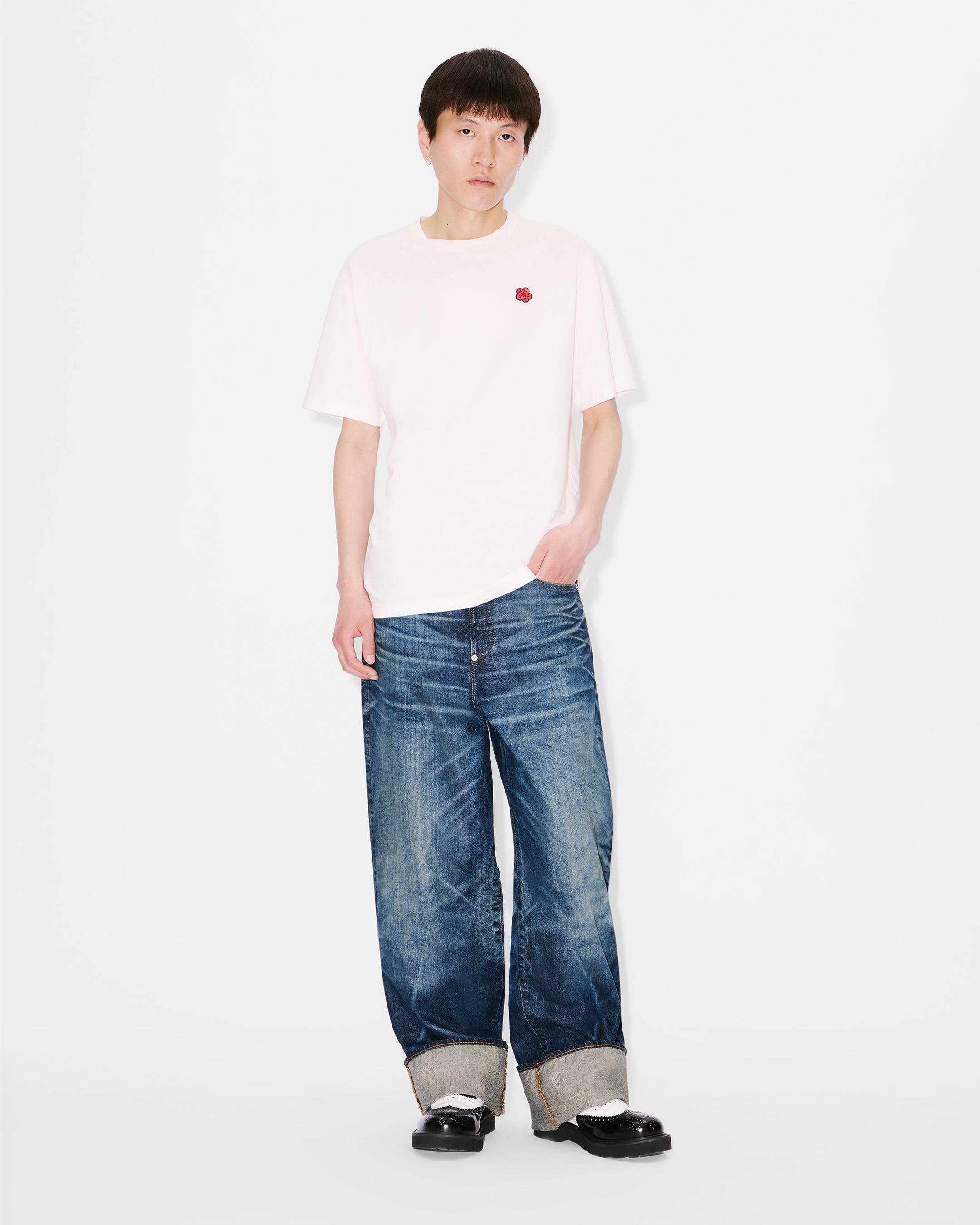 Kenzo Turn Up Wide Fit Jeans In Japanese Denim
