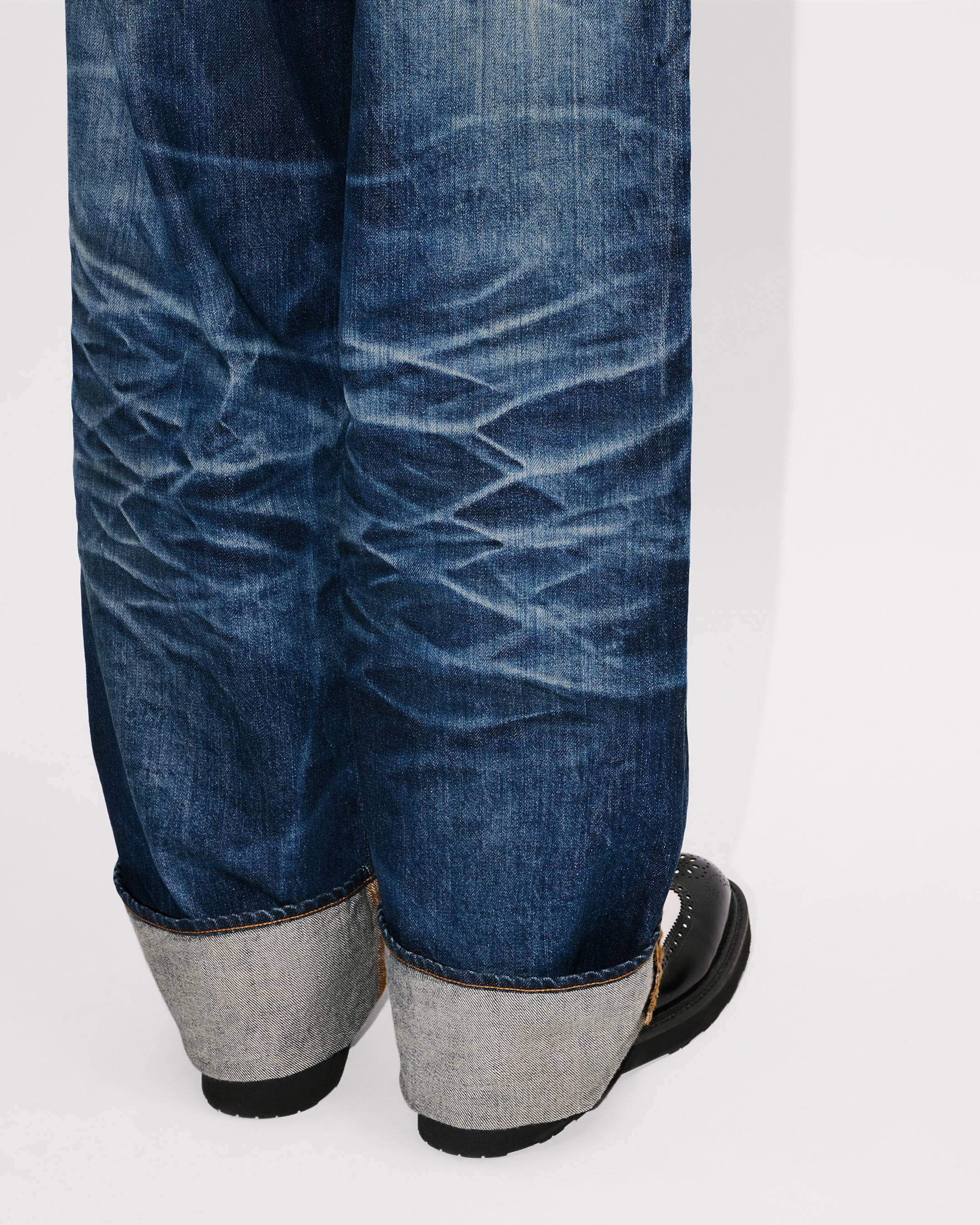 Kenzo Turn Up Wide Fit Jeans In Japanese Denim