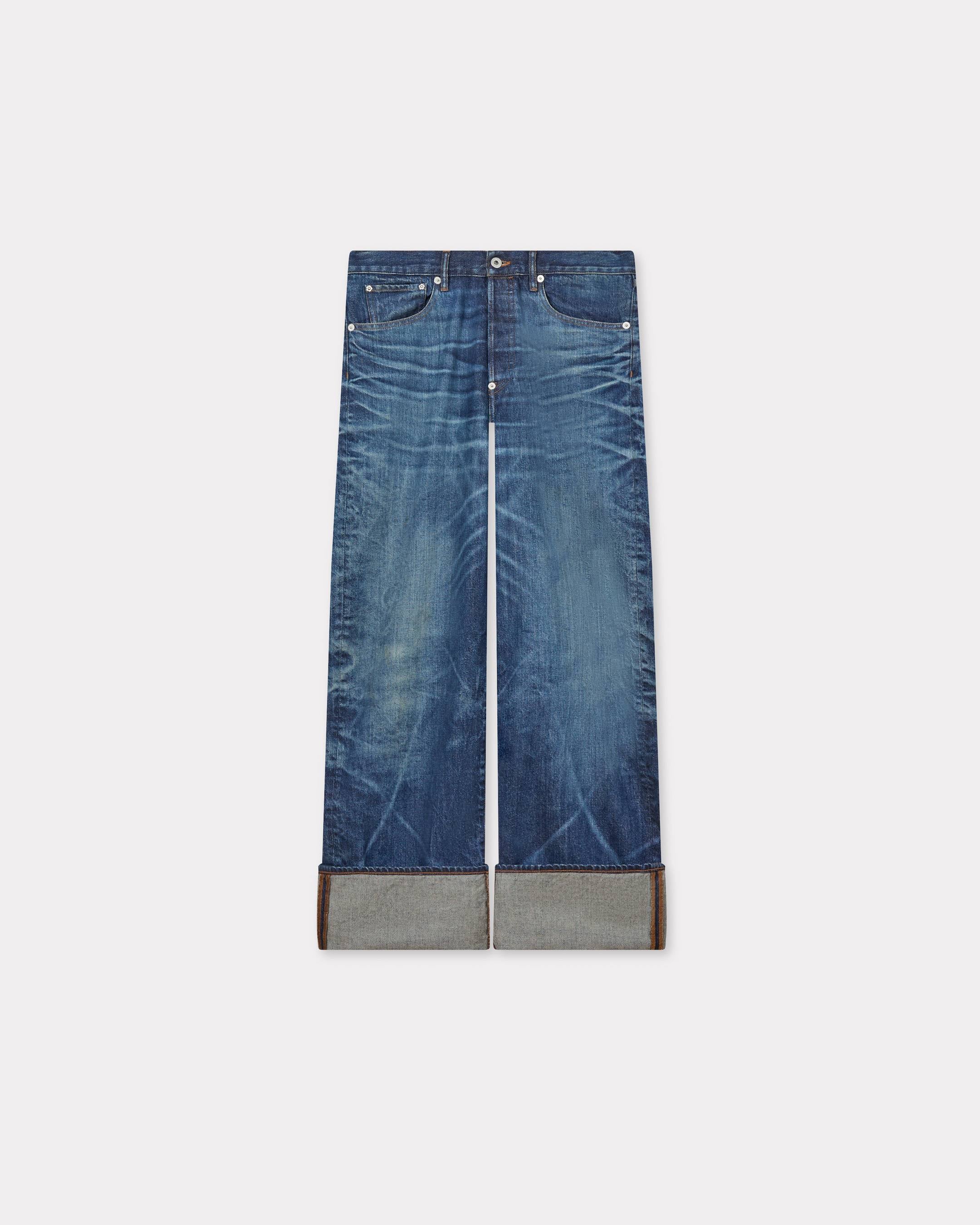 Kenzo Turn Up Wide Fit Jeans In Japanese Denim