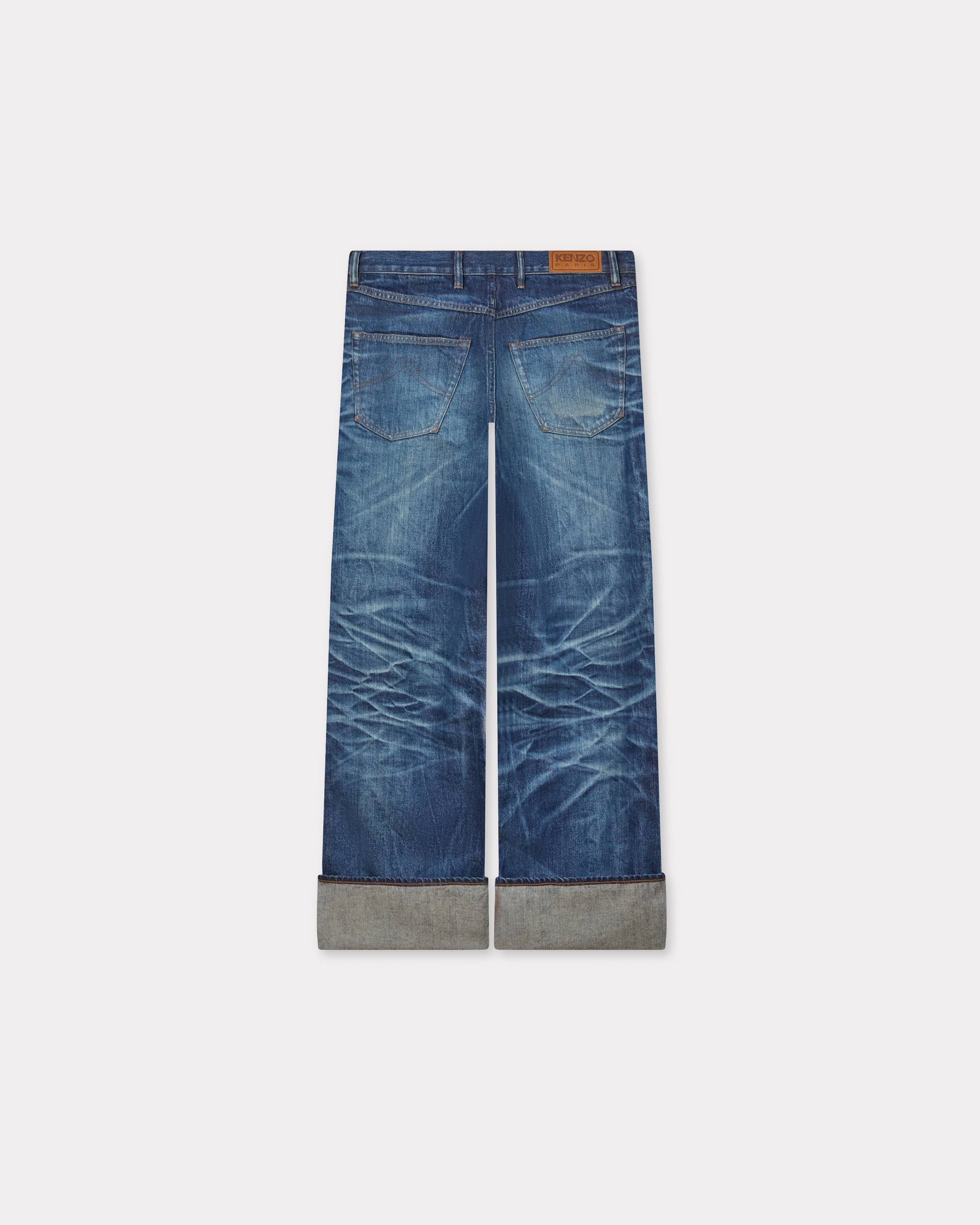 Kenzo Turn Up Wide Fit Jeans In Japanese Denim