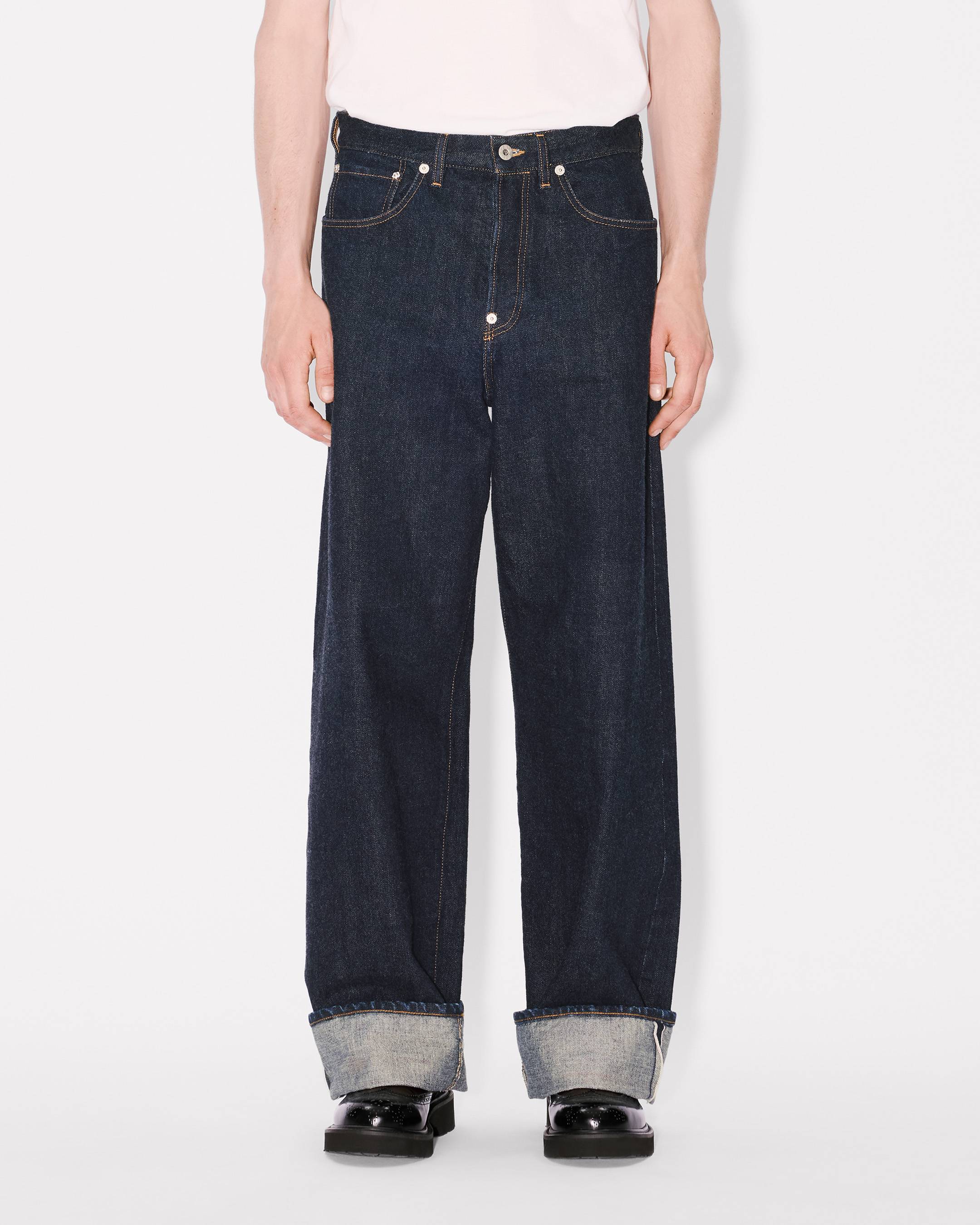 Kenzo Turn Up Wide Fit Jeans In Japanese Denim
