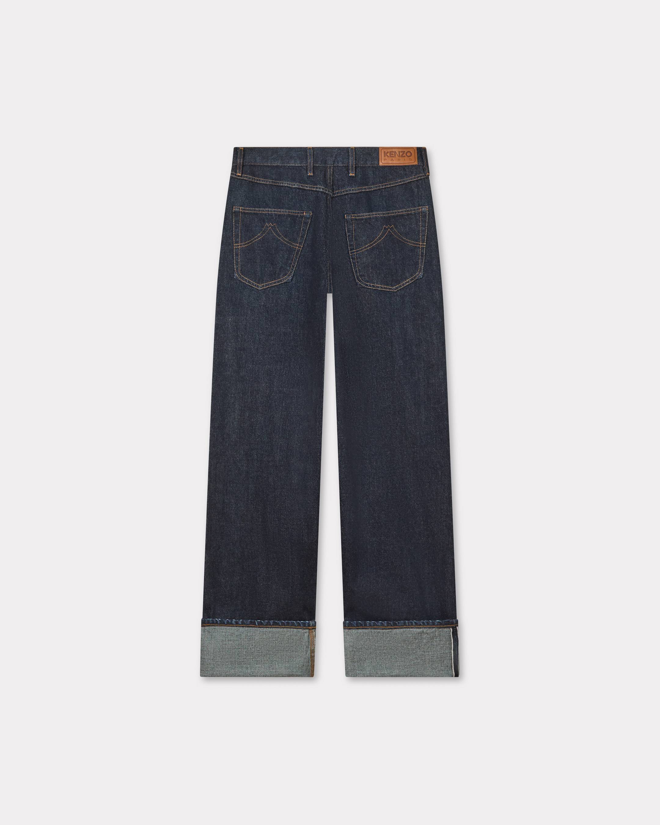 Kenzo Turn Up Wide Fit Jeans In Japanese Denim