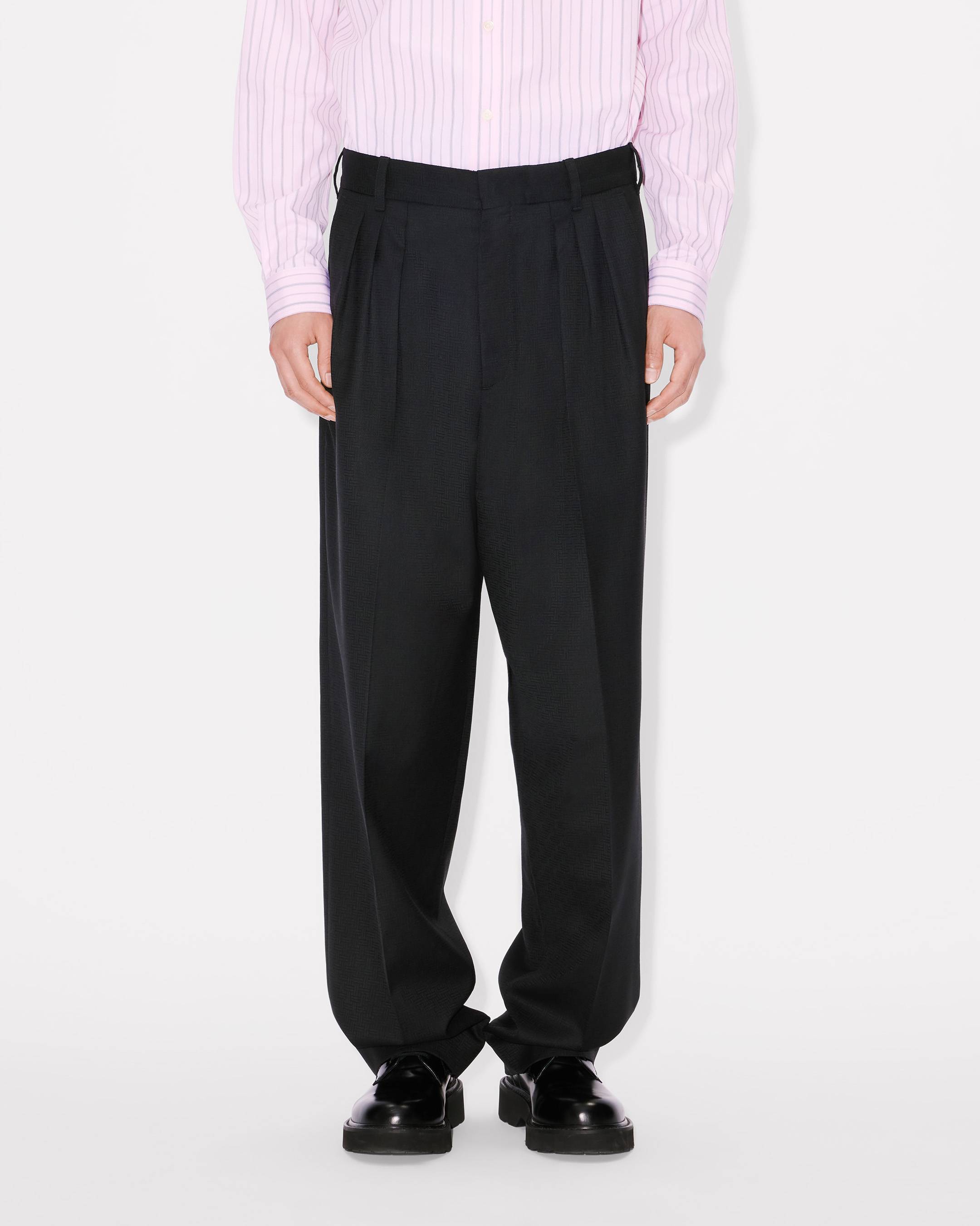 Kenzo Weave Pleated Tailored Pants In Wool Jacquard