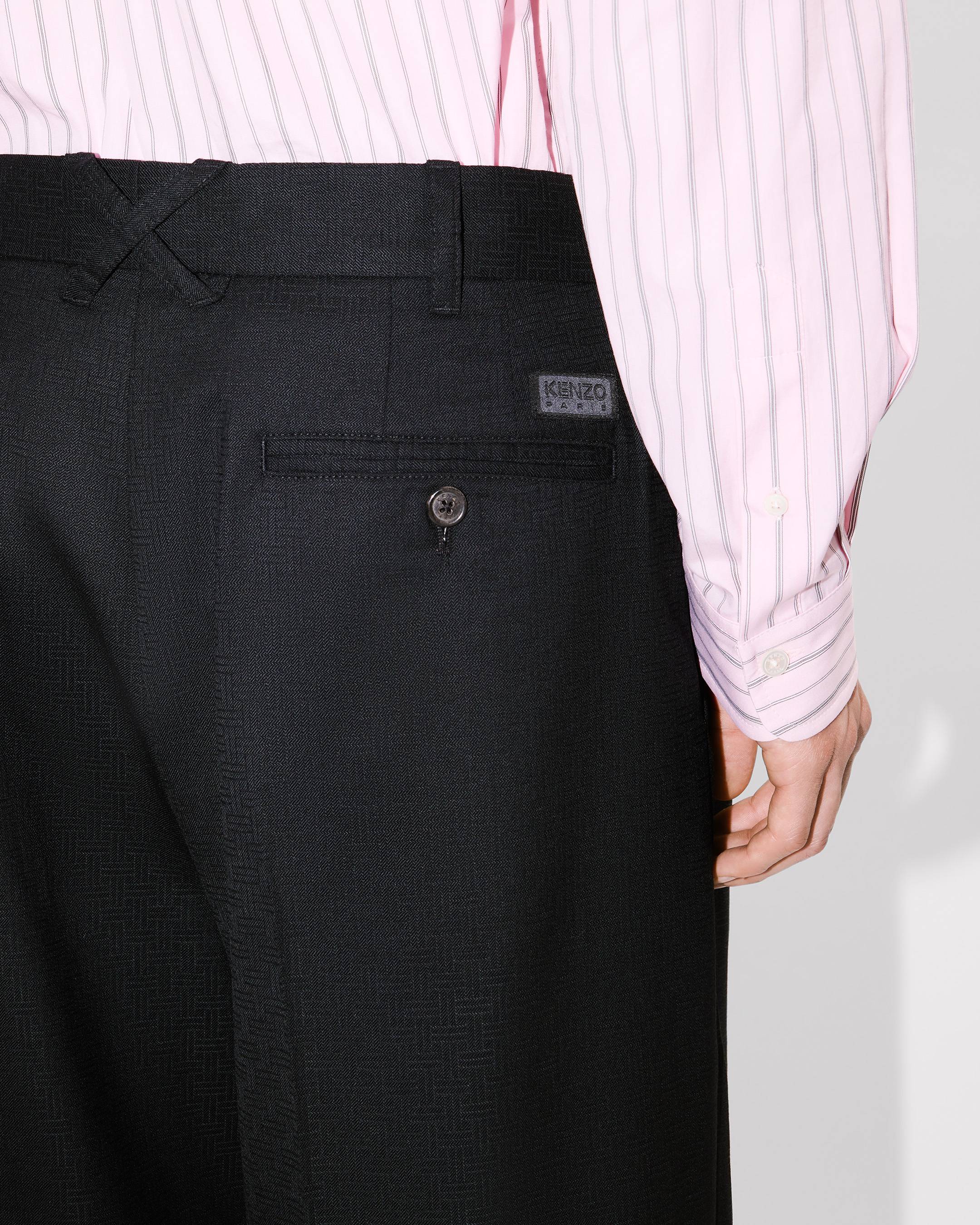 Kenzo Weave Pleated Tailored Pants In Wool Jacquard
