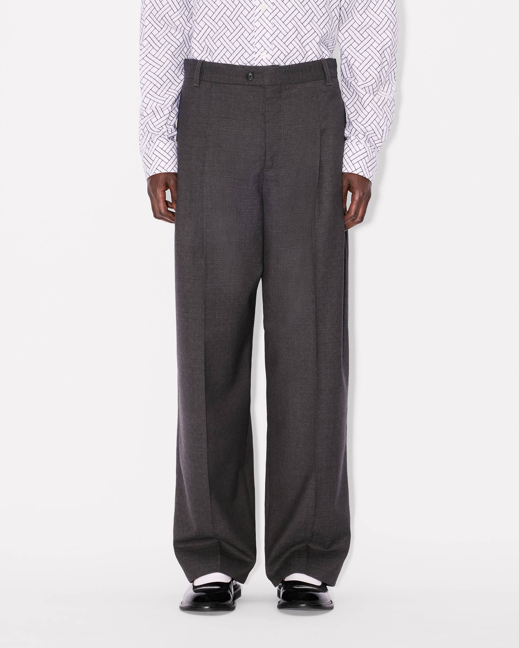 Kenzo Weave Straight Tailored Pants In Wool Jacquard