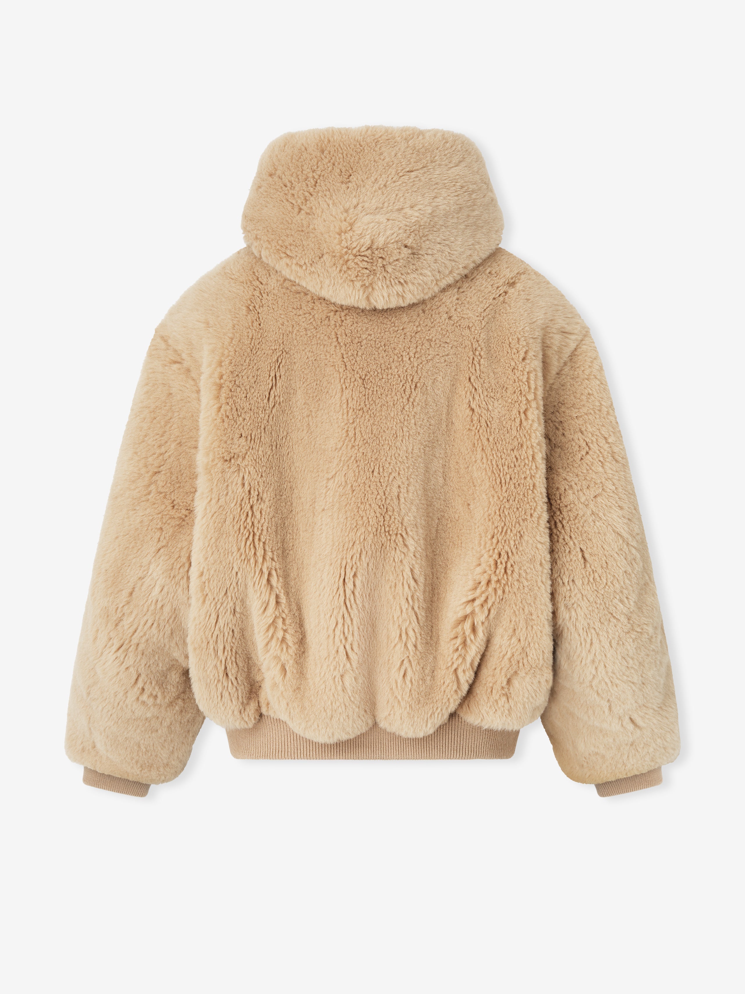 Essentials Alpaca Hooded Bomber Jacket Camel