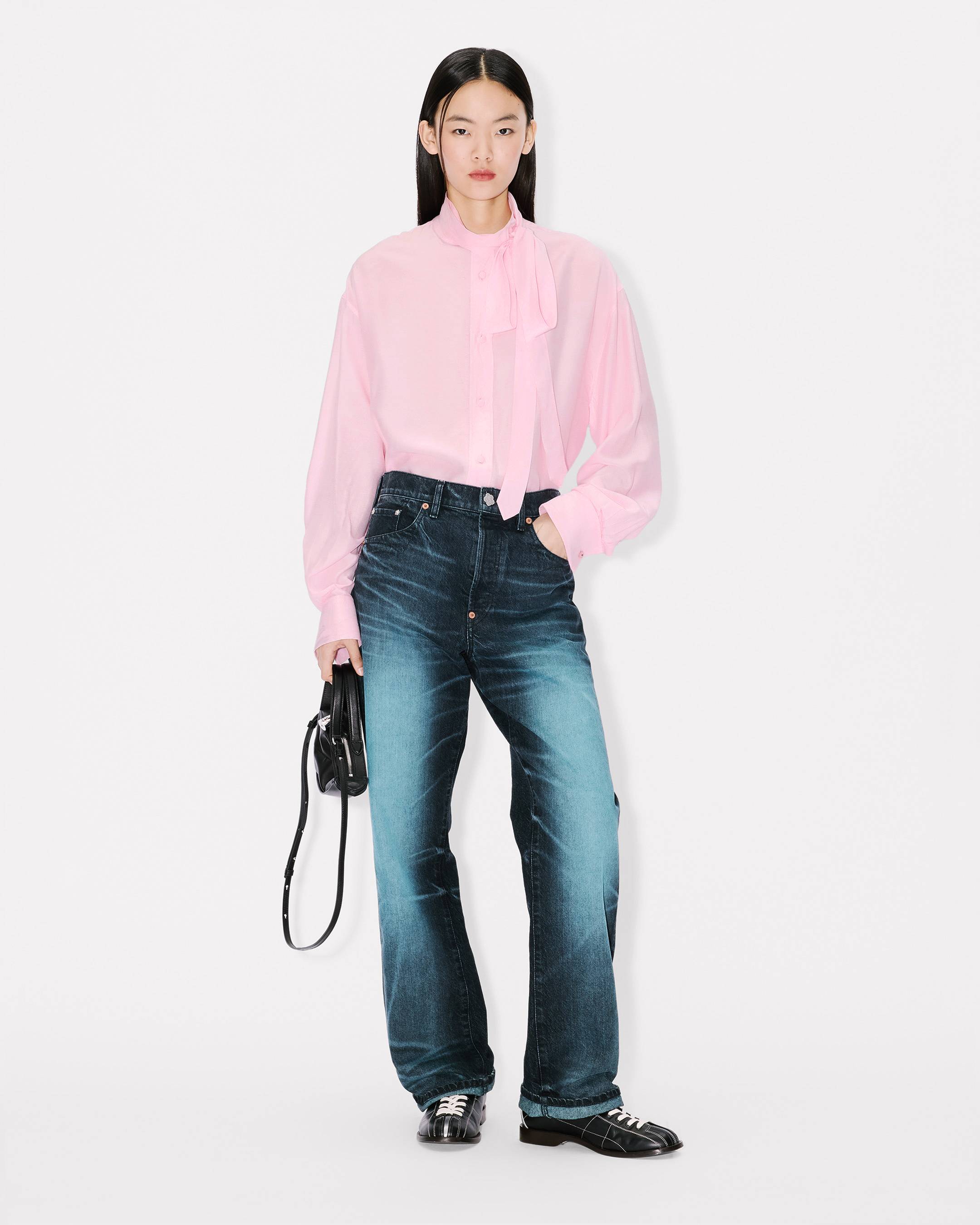 Kenzo Oversized Bow Shirt In Mixed Silk Women's