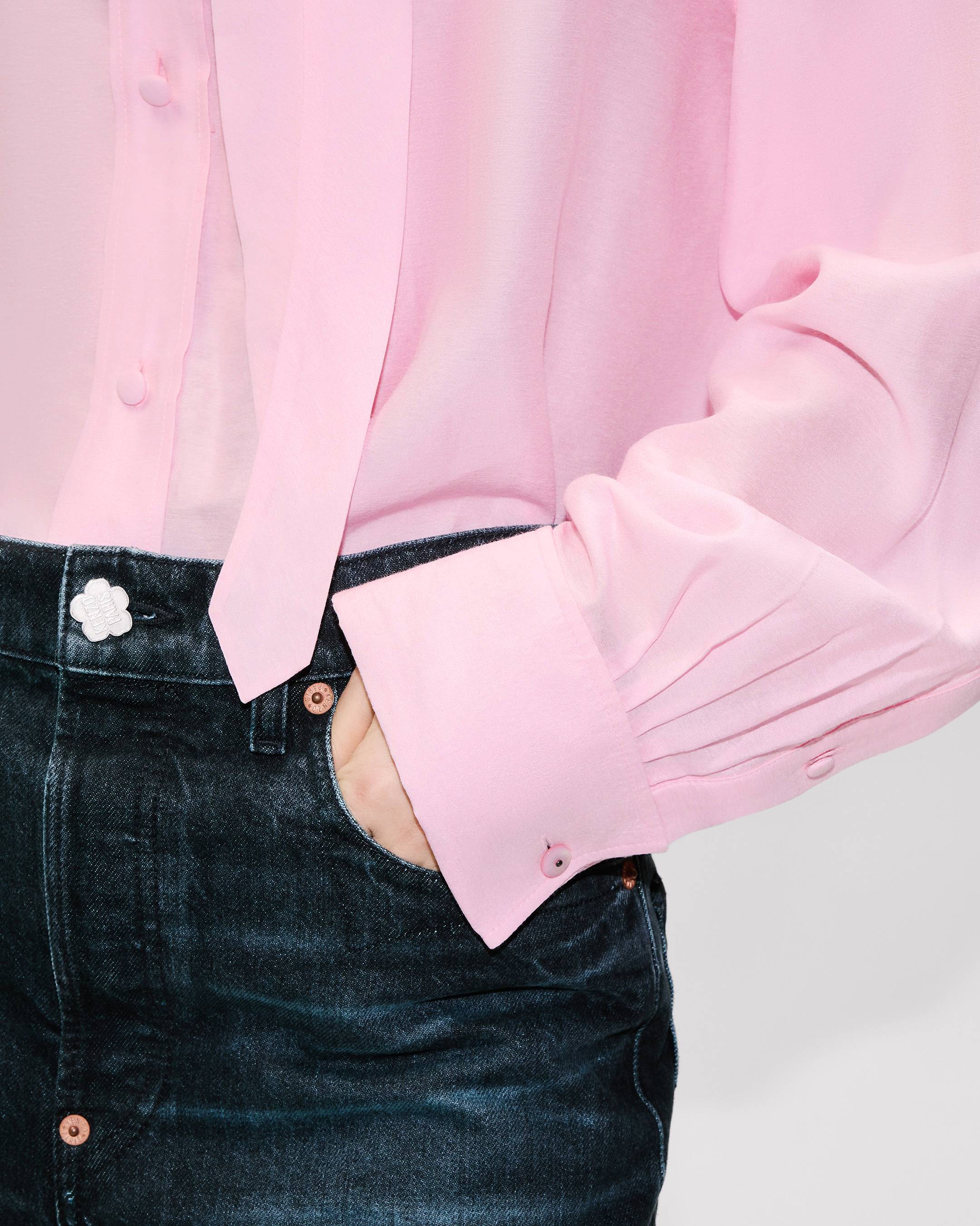 Kenzo Oversized Bow Shirt In Mixed Silk Women's