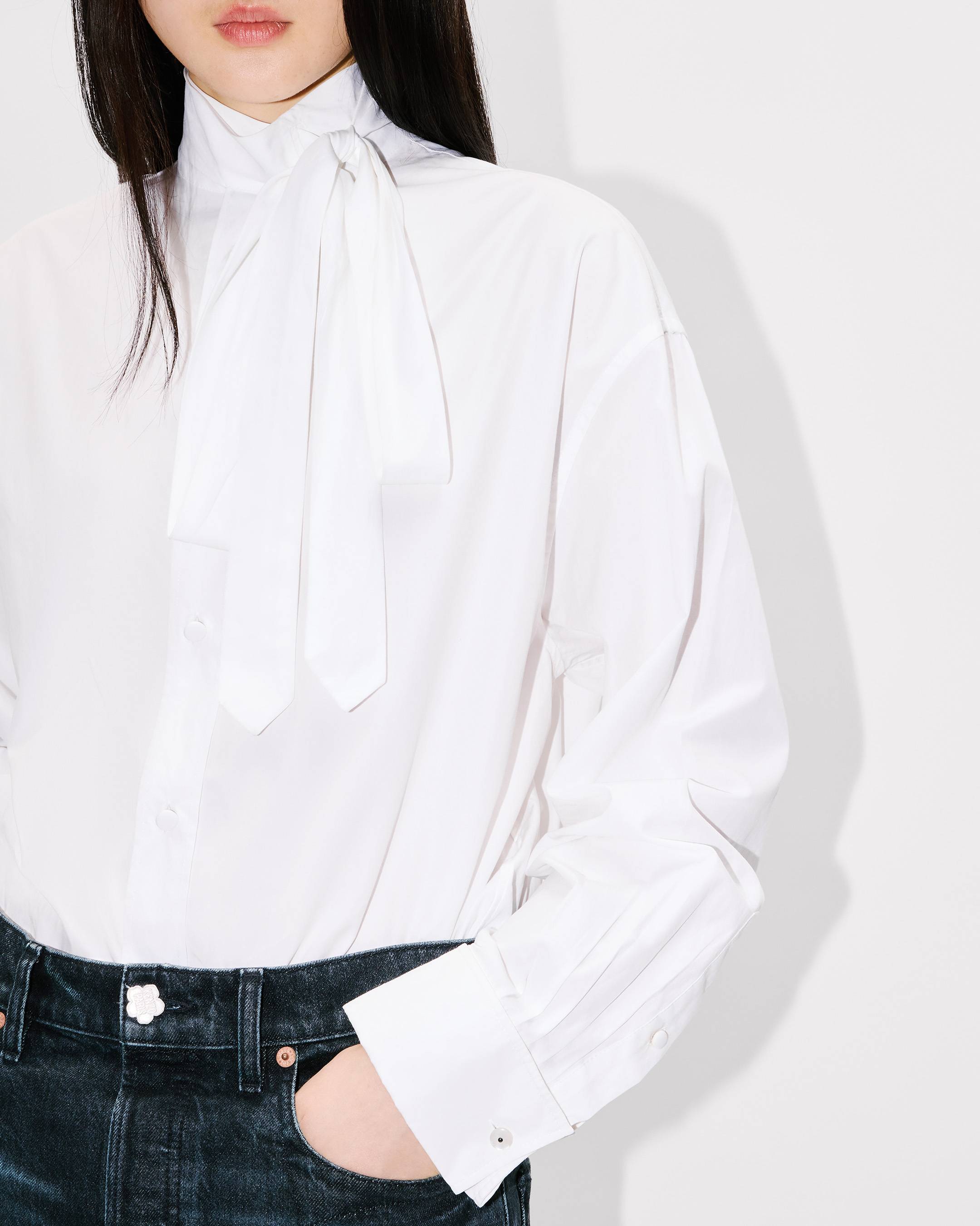 Kenzo Oversized Bow Shirt In Cotton Women's