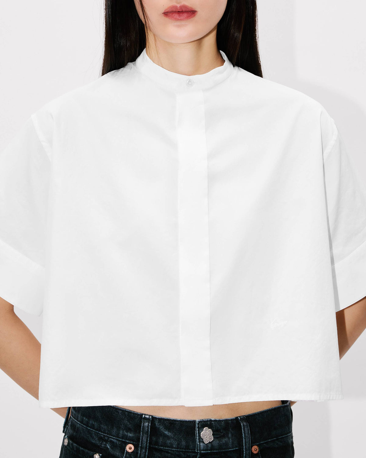 Kenzo Short Sleeves Shirt In Poplin Cotton Women's