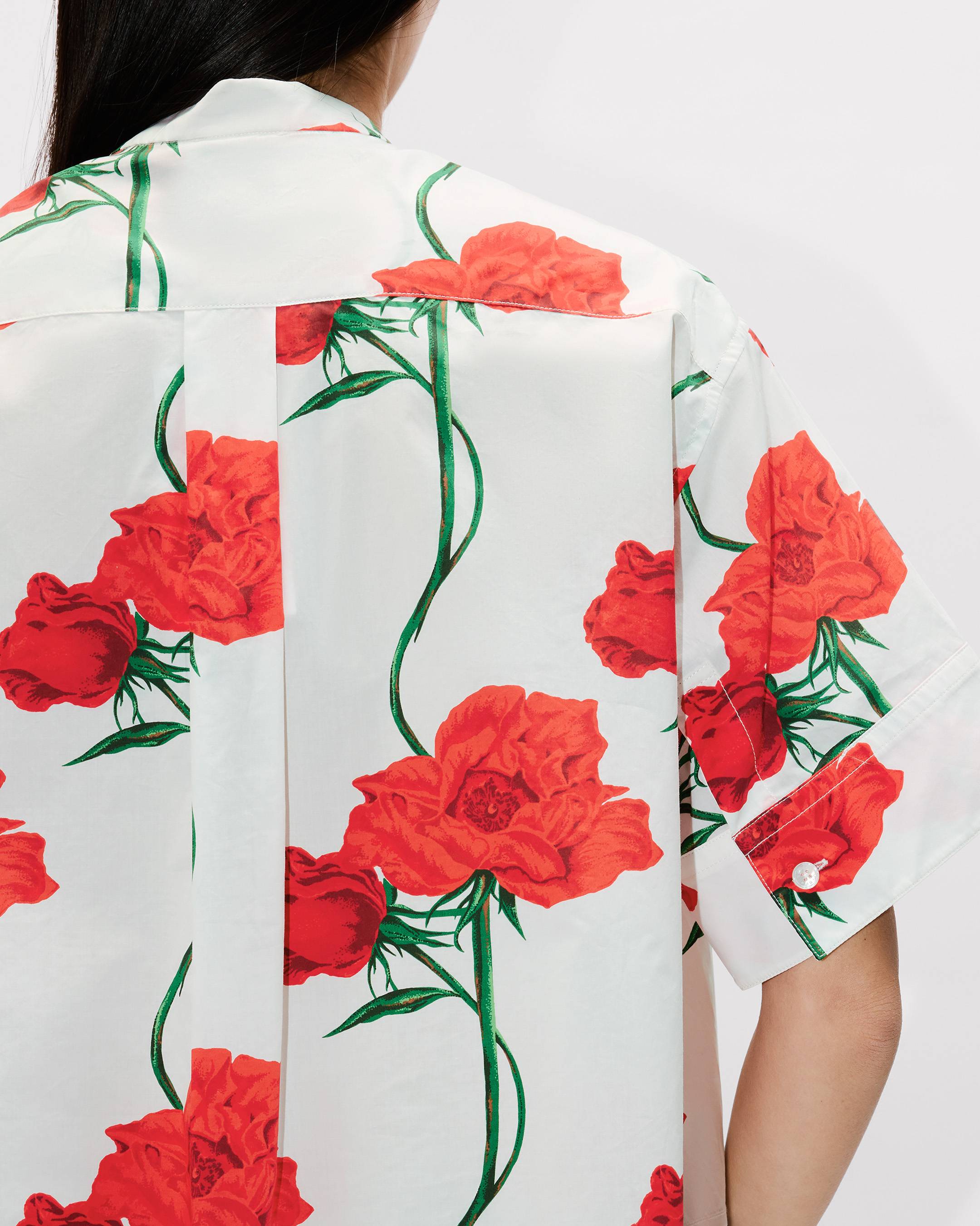 Kenzo Archive Rose Short Sleeve Shirt In Cotton Poplin Women's