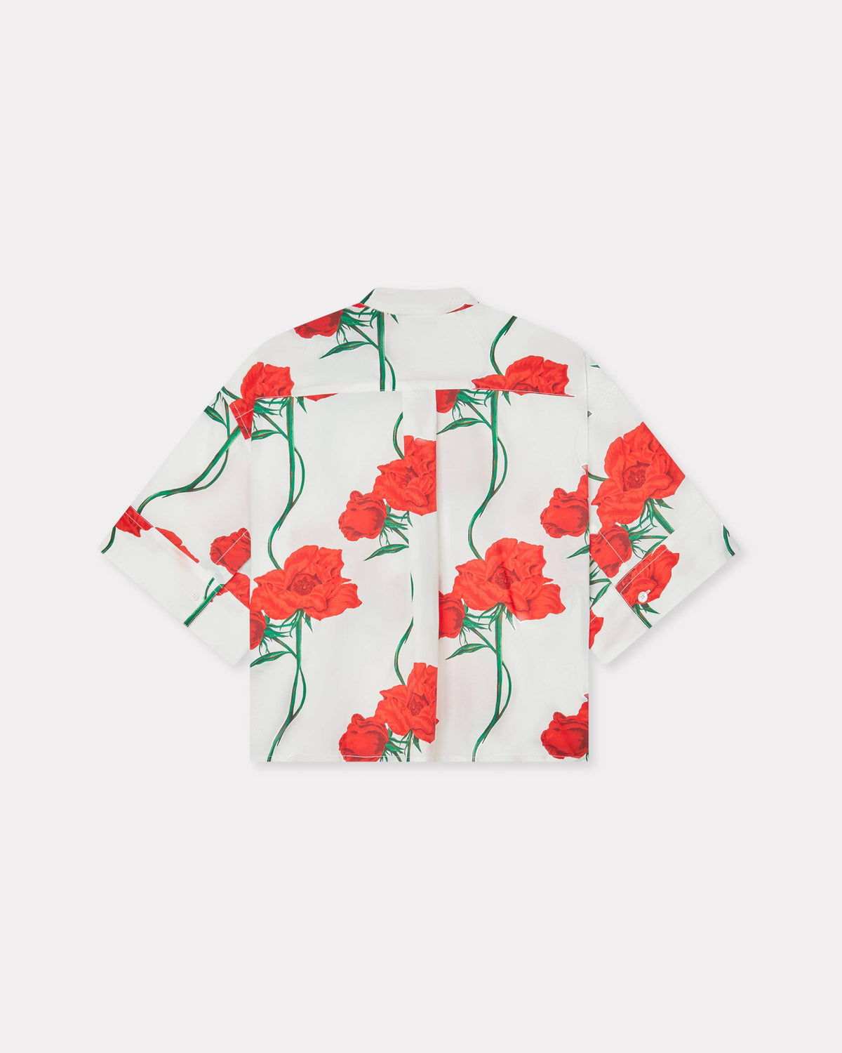 Kenzo Archive Rose Short Sleeve Shirt In Cotton Poplin Women's