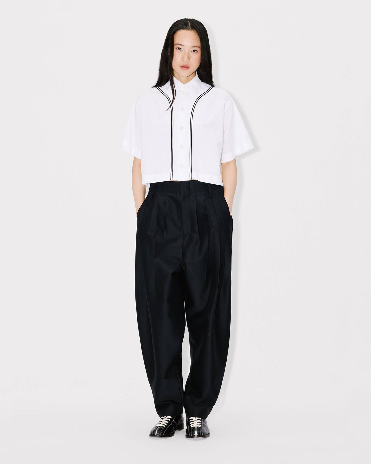 Kenzo Boke Flower 20 Baseball Short Sleeve Shirt In Poplin Cotton Women's