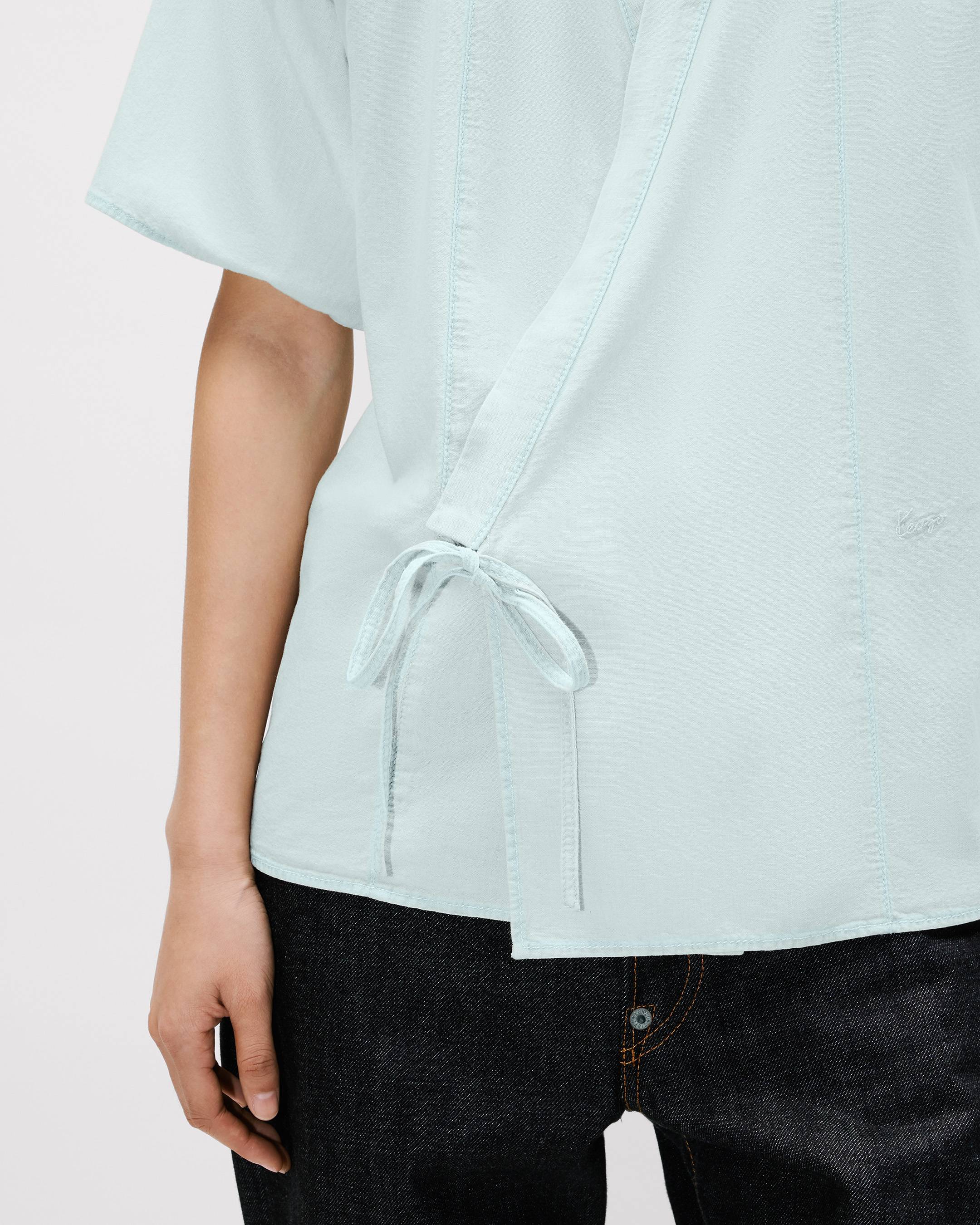 Kenzo Loose Kimono Shirt In Stone Bleach Chambray Women's