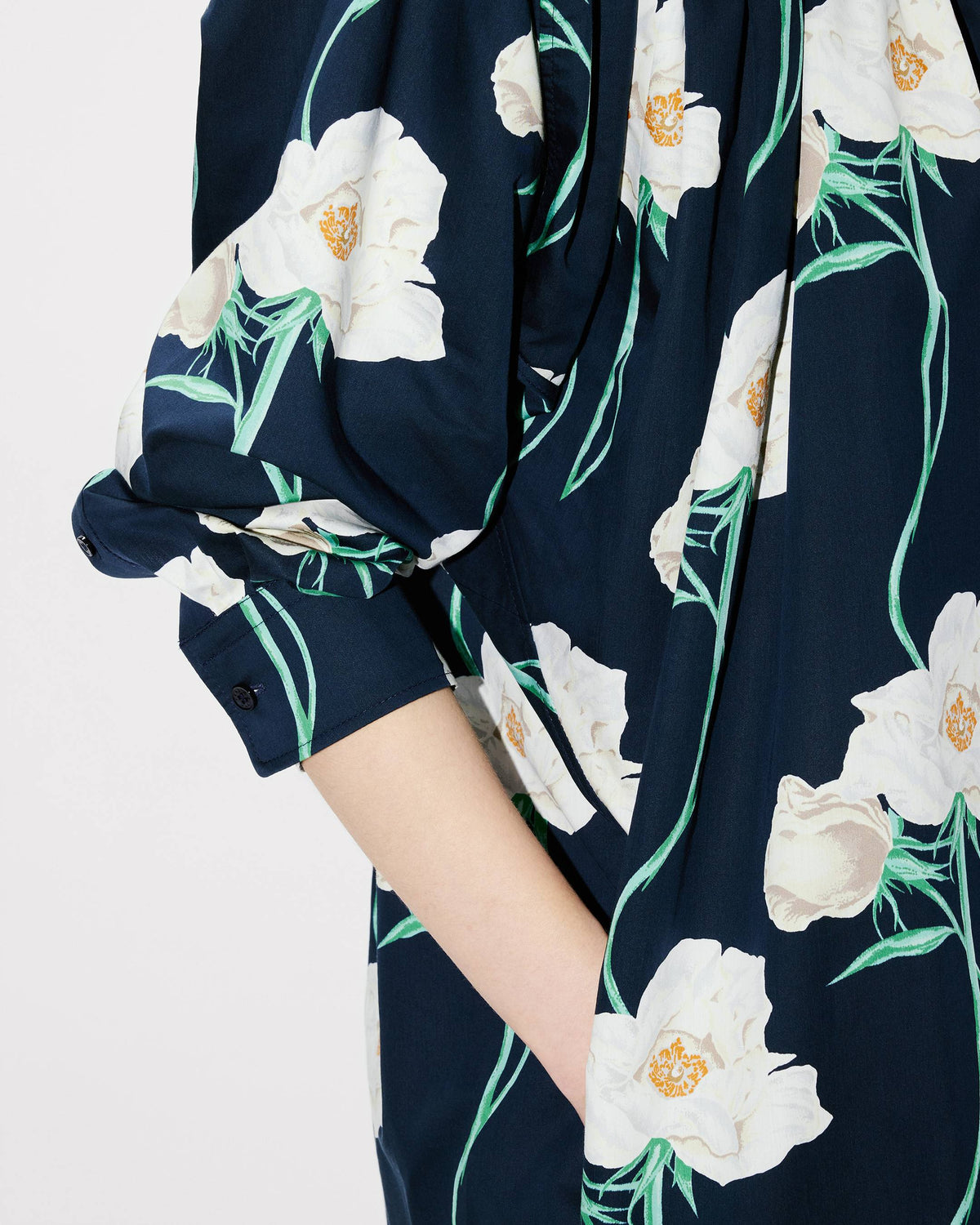 Kenzo Archive Rose Oversized Pleated Long Dress In Coton And Slik Women's