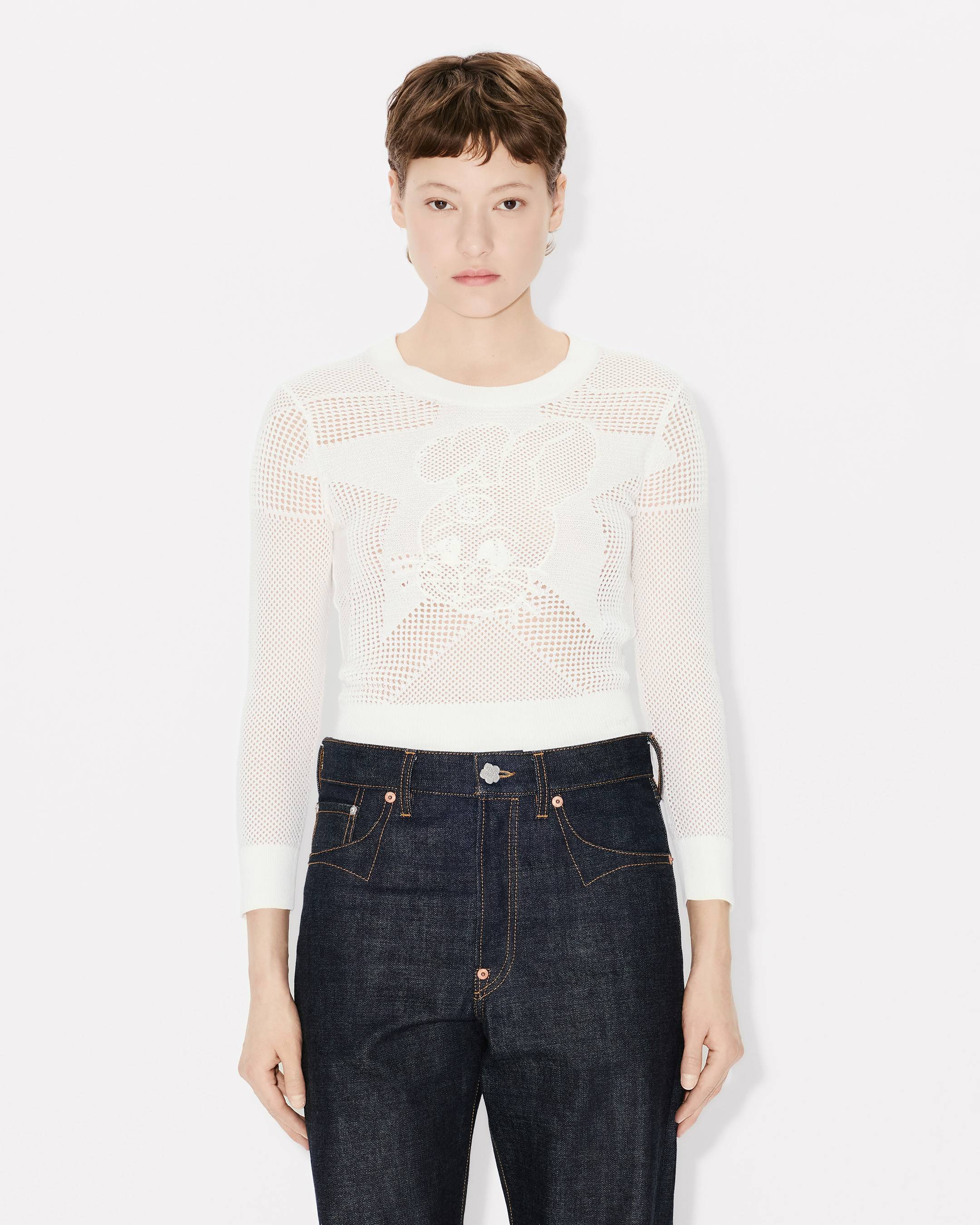 Kenzo Cartoon Long Sleeve Cropped Top In Cotton Women's