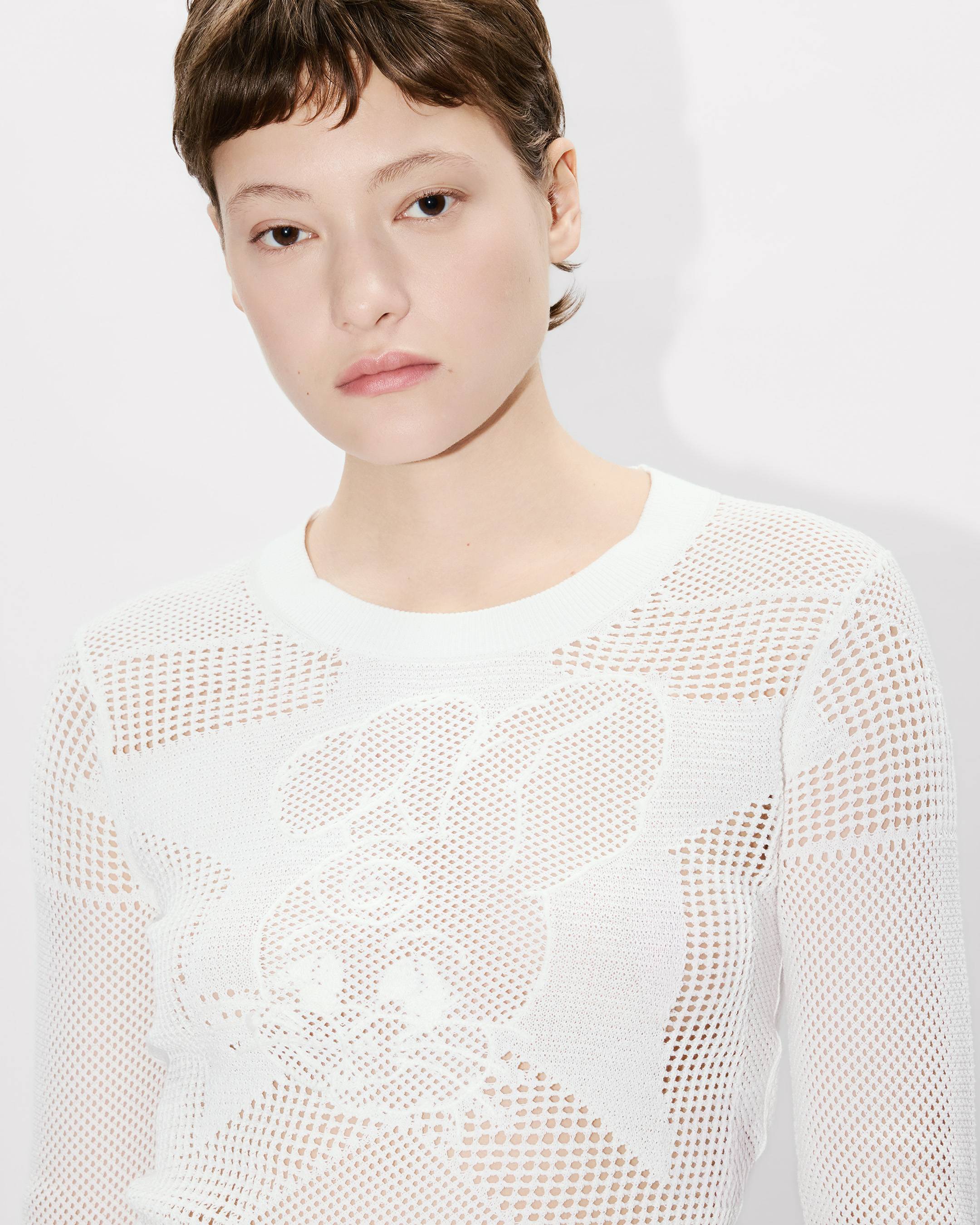Kenzo Cartoon Long Sleeve Cropped Top In Cotton Women's