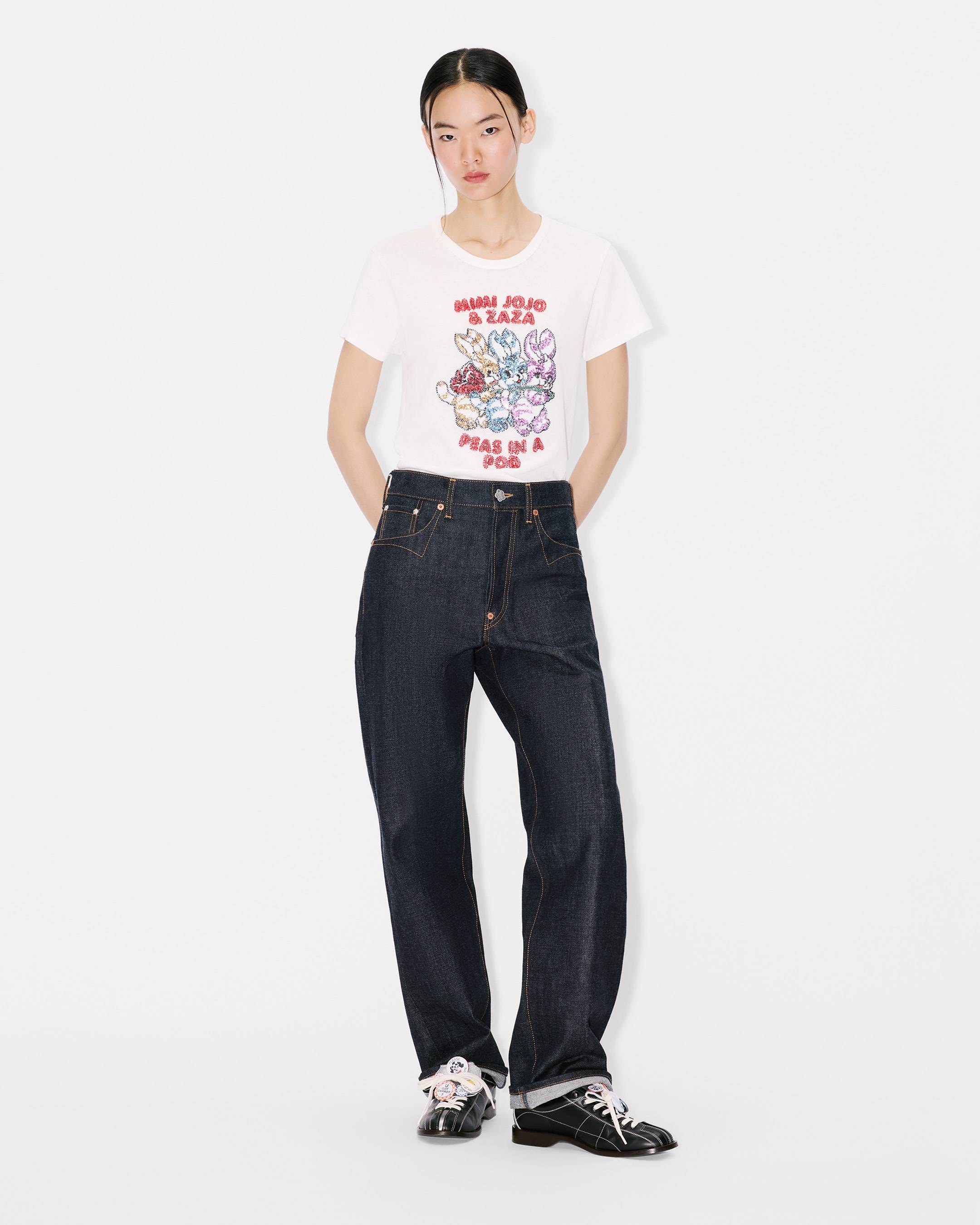 Kenzo Cartoon Embroidered Tshirt In Cotton Women's