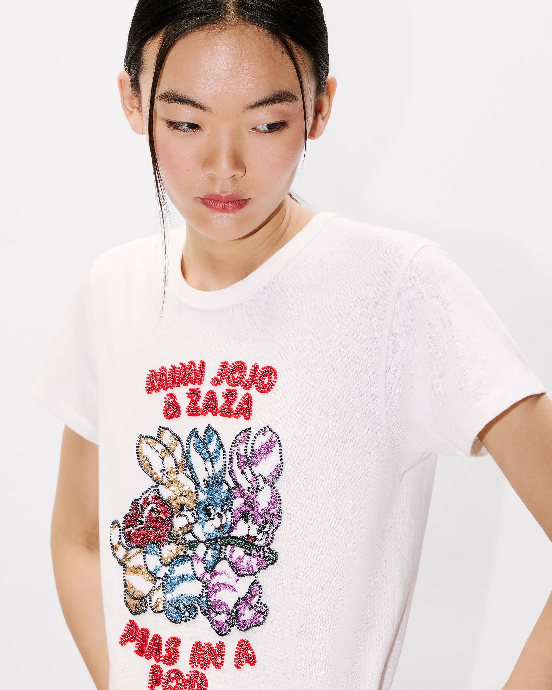 Kenzo Cartoon Embroidered Tshirt In Cotton Women's
