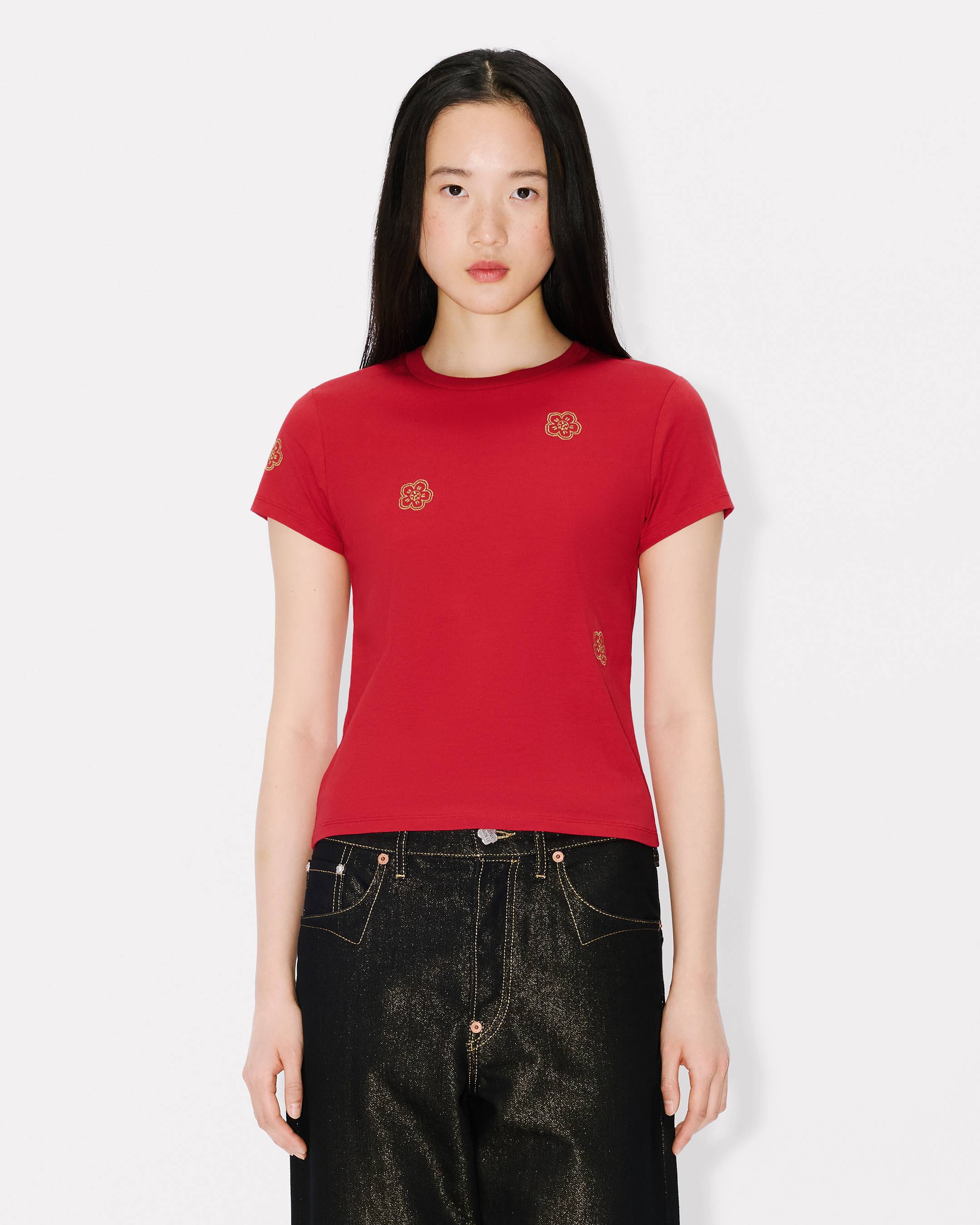 Kenzo Multi Boke Flower Embroidered Tshirt In Cotton Women's