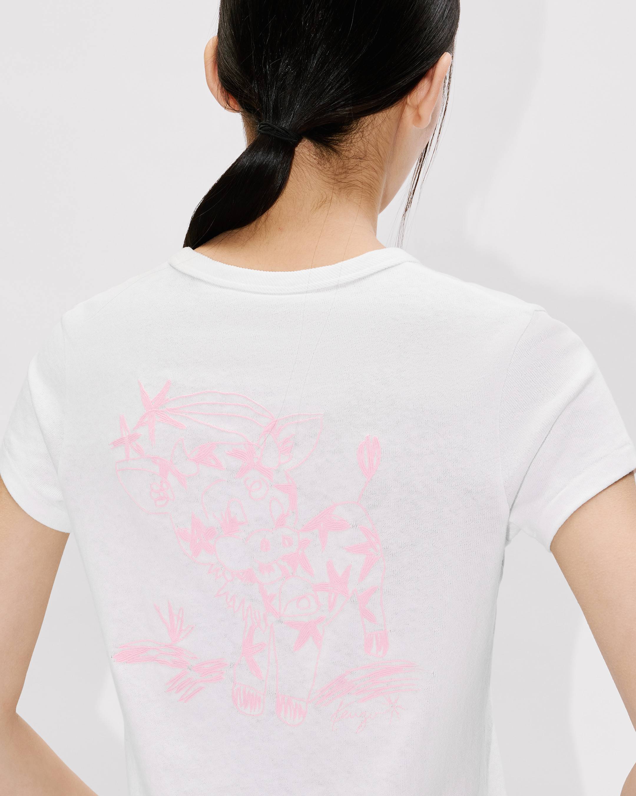 Kenzo Cartoon Embroidered Tshirt In Cotton Women's
