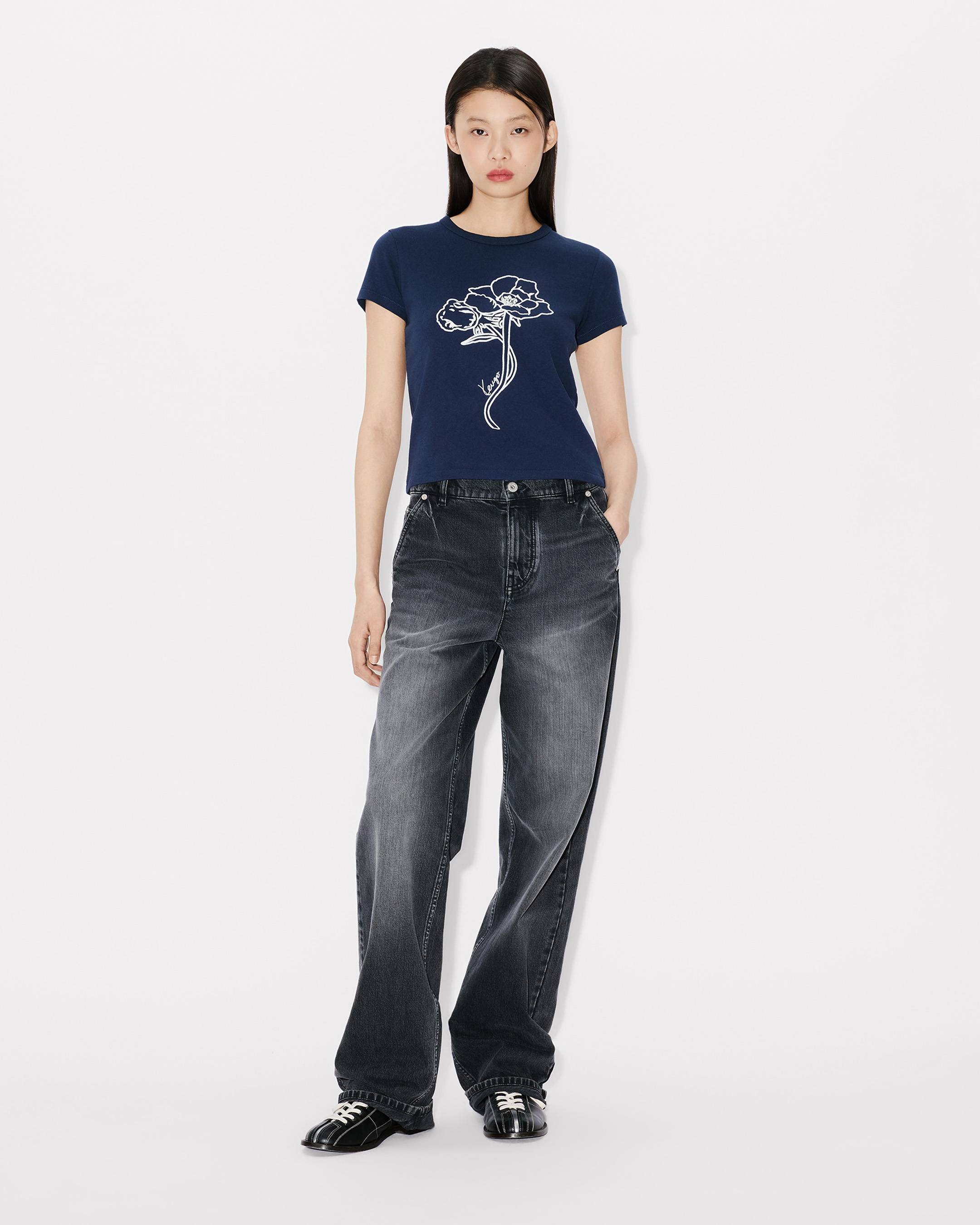 Kenzo Archive Rose Outlined Tshirt In Cotton Women's