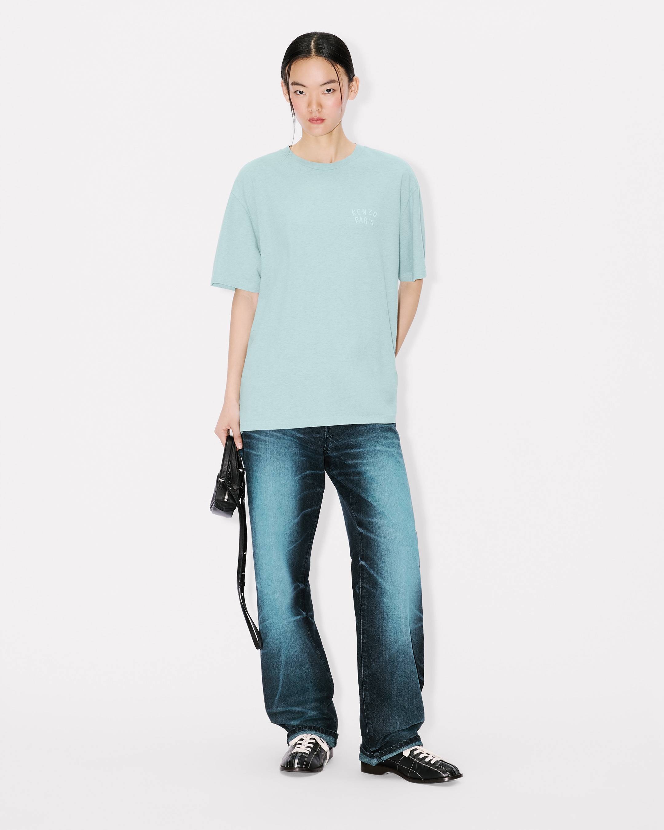 Kenzo Boke Heart Embroidered Loose Tshirt In Cotton Women's